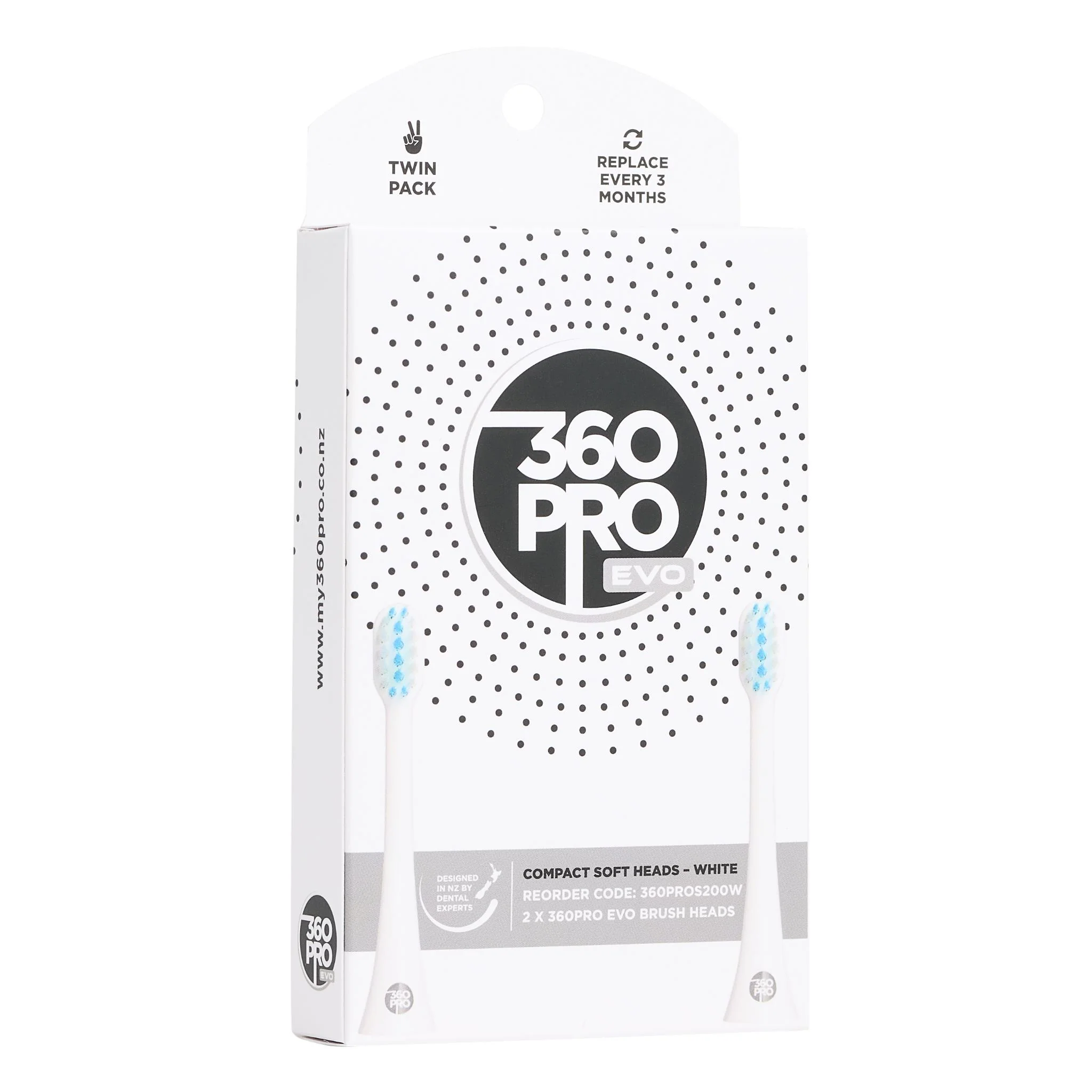 360Pro Evo Heads Compact Soft (White)[2 Pack] - Image 2