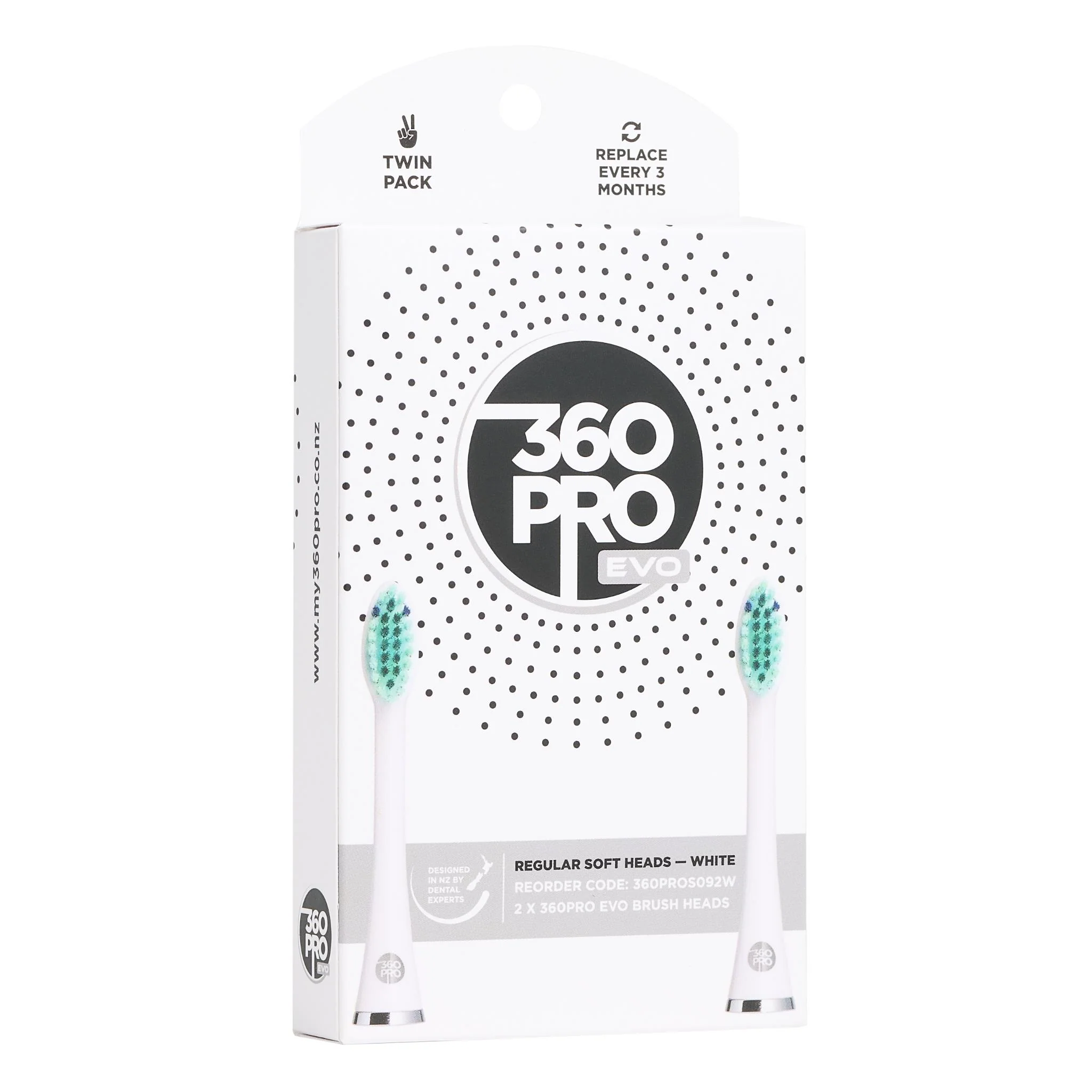 360Pro Evo Heads Regular Soft (White)[2 Pack] - Image 2