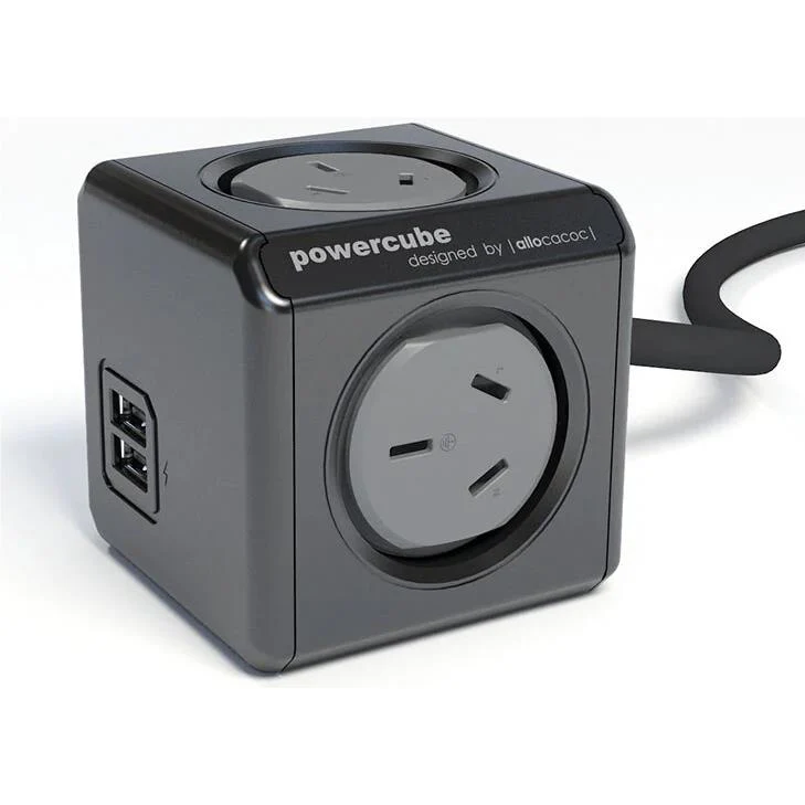 Allocacoc PowerCube Extended Outlets with USB (1.5m) [Black]