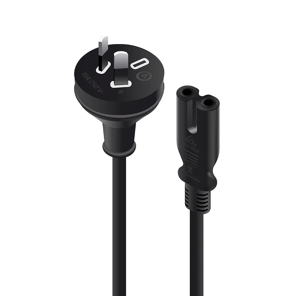 ALOGIC 2-Pin Mains Plug to IEC C7 M-F Power Cable (2M)