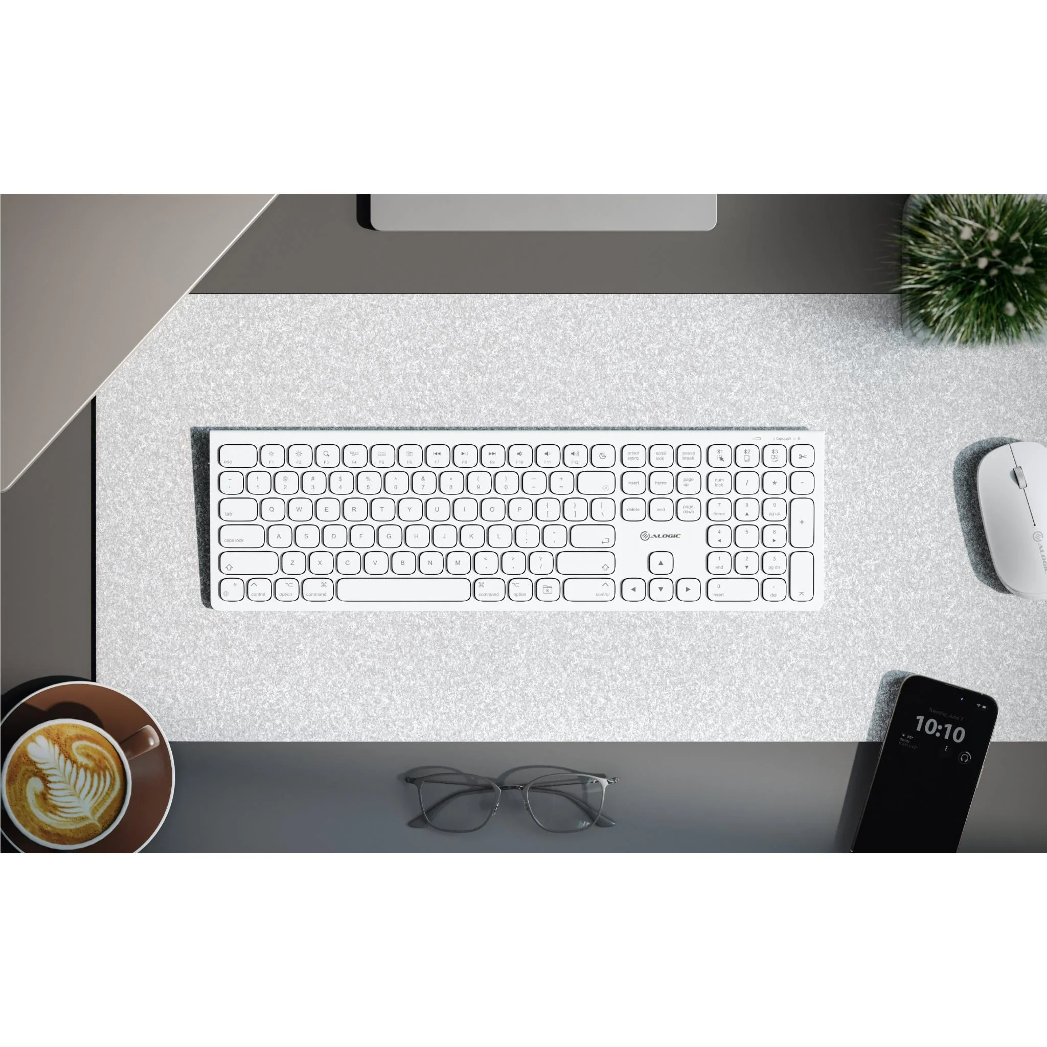 ALOGIC Echelon USB-C Rechargeable Wireless Keyboard for macOS (White) - Image 4