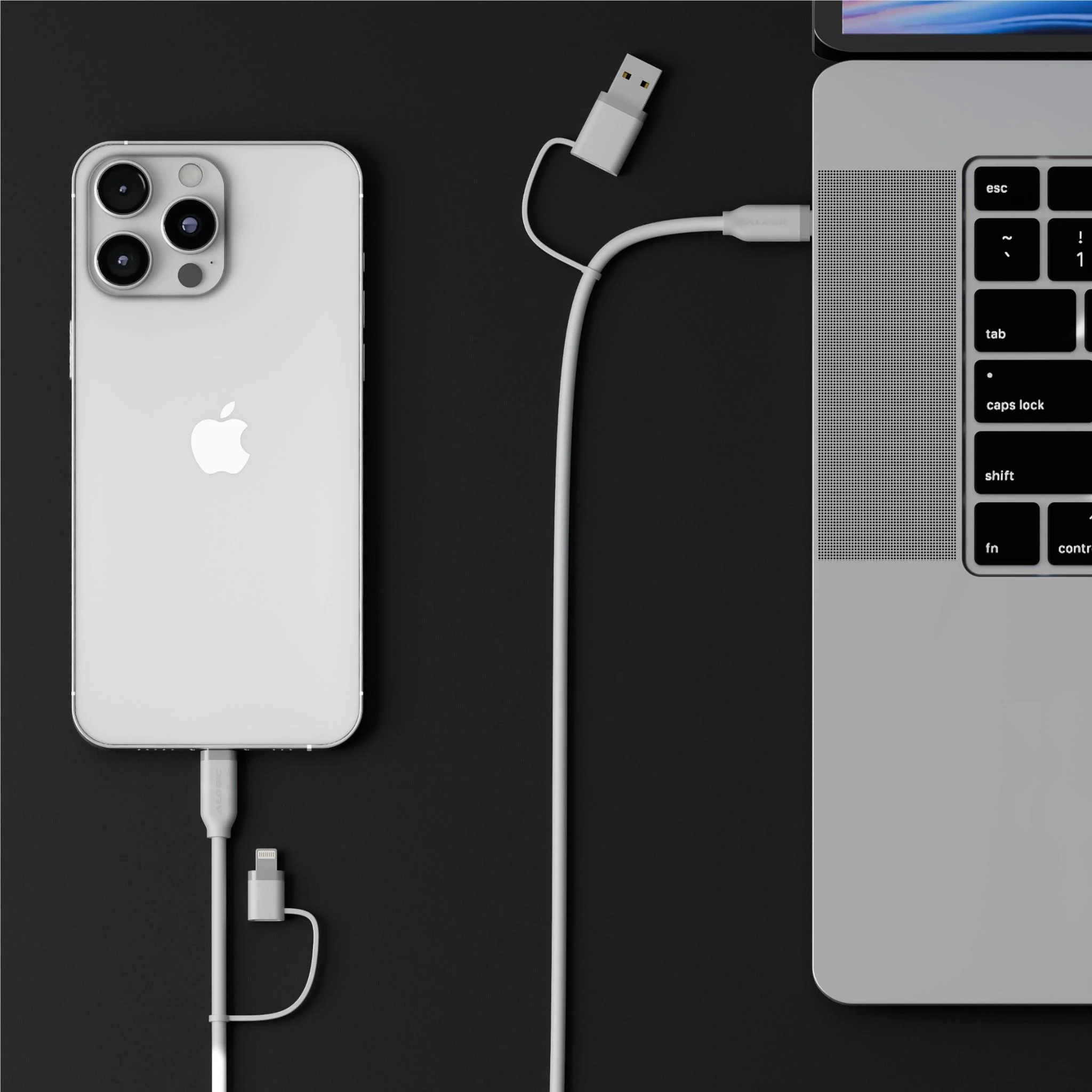 ALOGIC Elements Silicone Archer 4-in-1 100W USB 2.0 Cable 1.5m (White) - Image 2