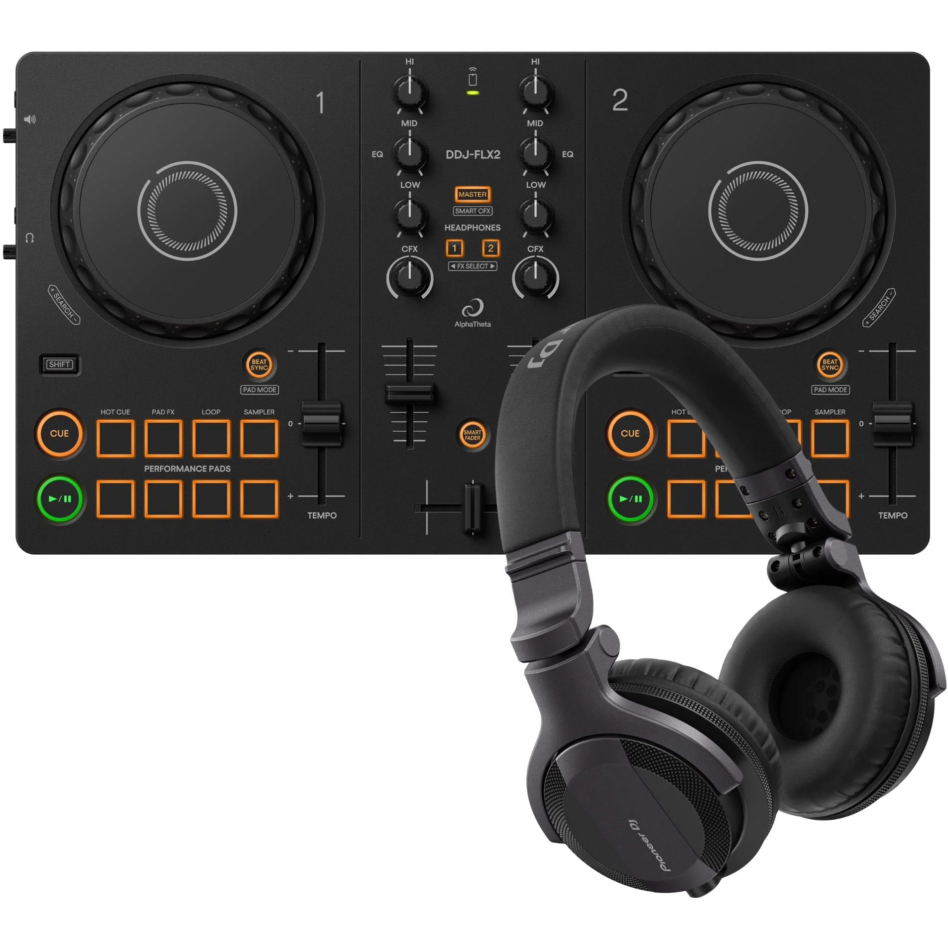 AlphaTheta DDJ-FLX2 DJ Controller & Headphone Pack - Image 2