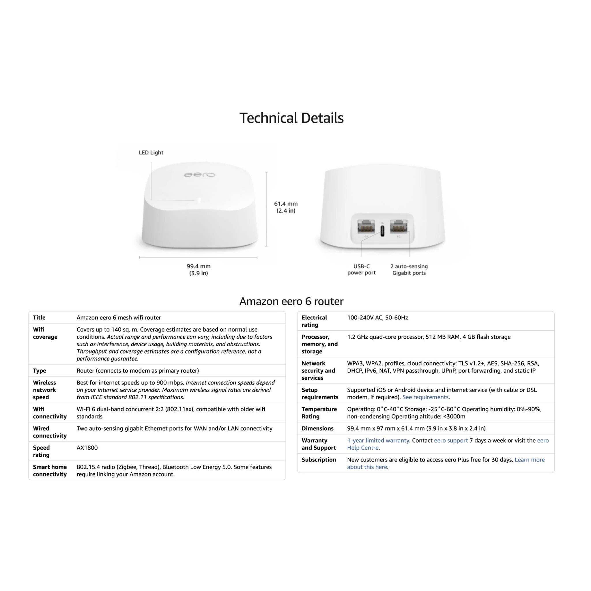 Amazon eero 6 900Mbps Mesh Wi-Fi 6 Router/Extender (1 Pack) - Image 8