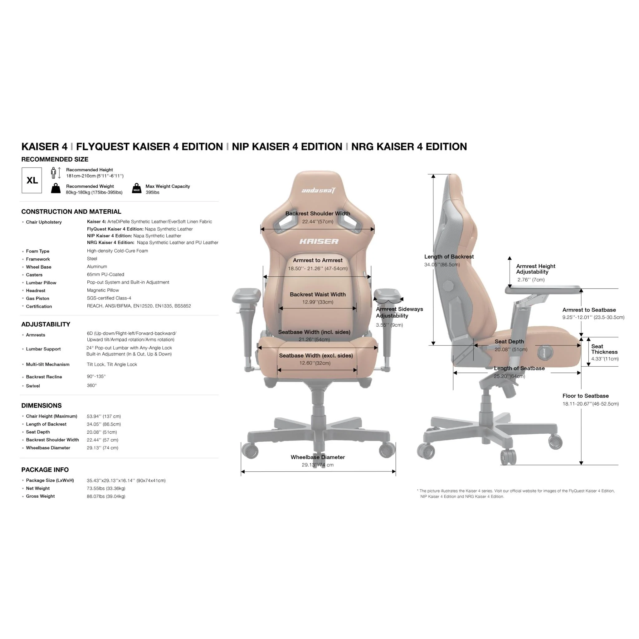 Anda Seat Kaiser 4 V2 Series Premium Gaming Chair [XL] (Bentley Brown) - Image 17