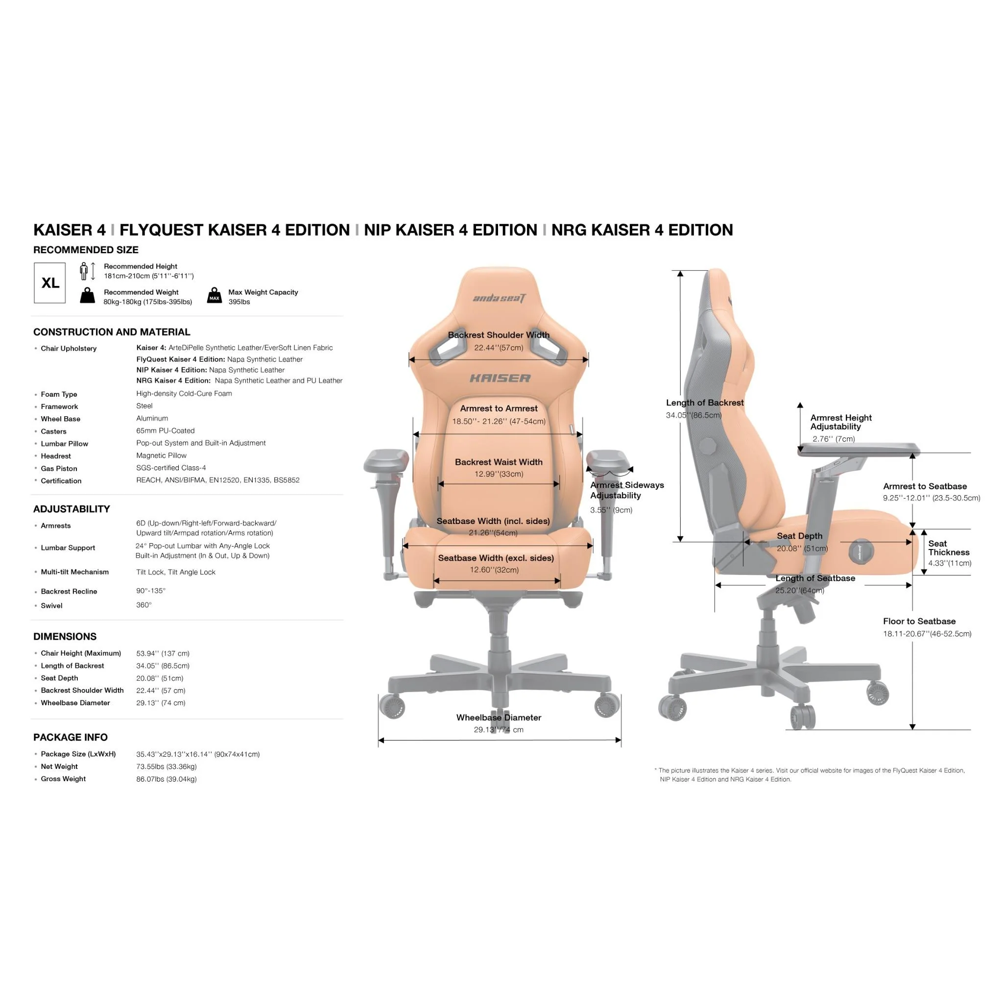Anda Seat Kaiser 4 V2 Series Premium Gaming Chair [XL] (Blaze Orange) - Image 17