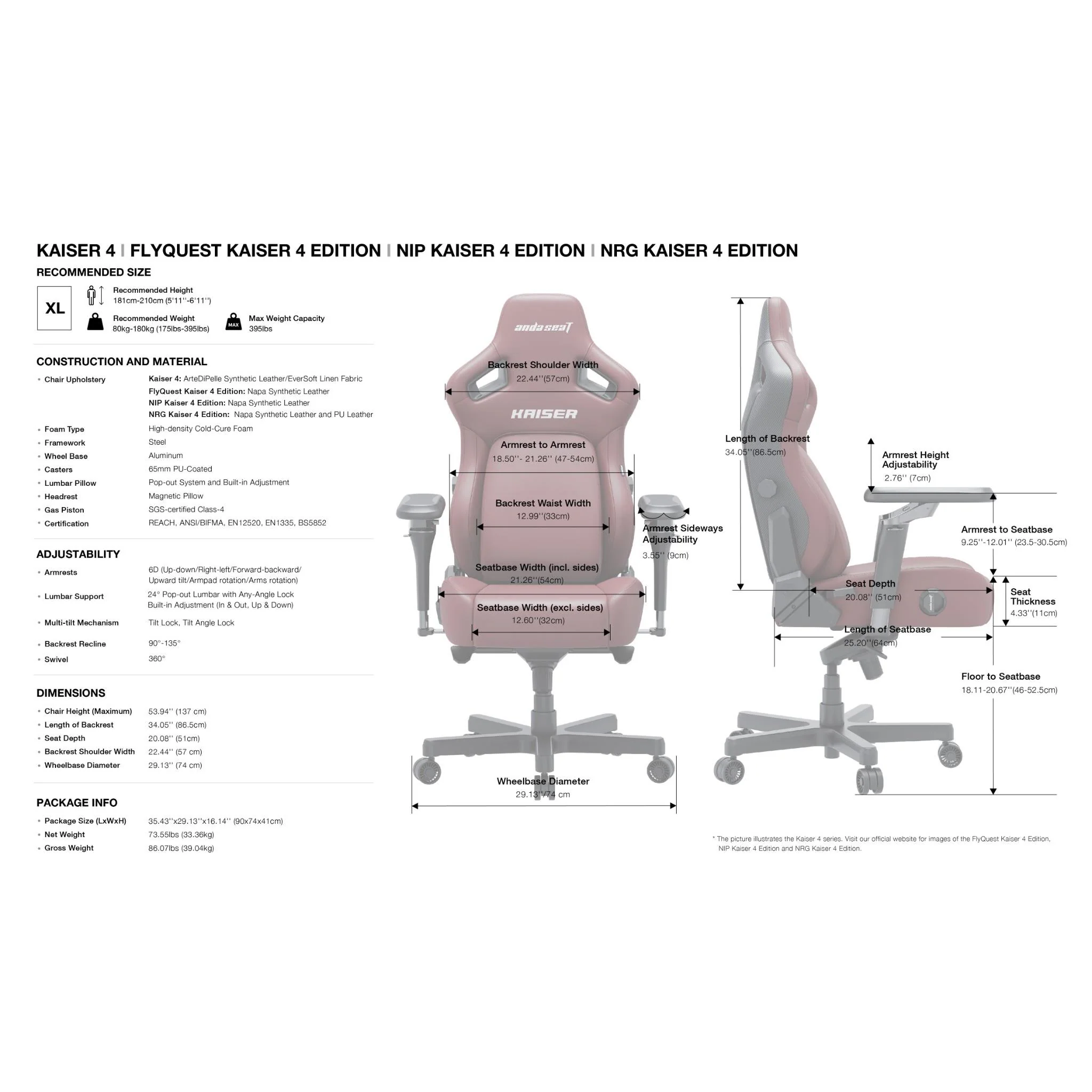 Anda Seat Kaiser 4 V2 Series Premium Gaming Chair [XL] (Classic Maroon) - Image 17