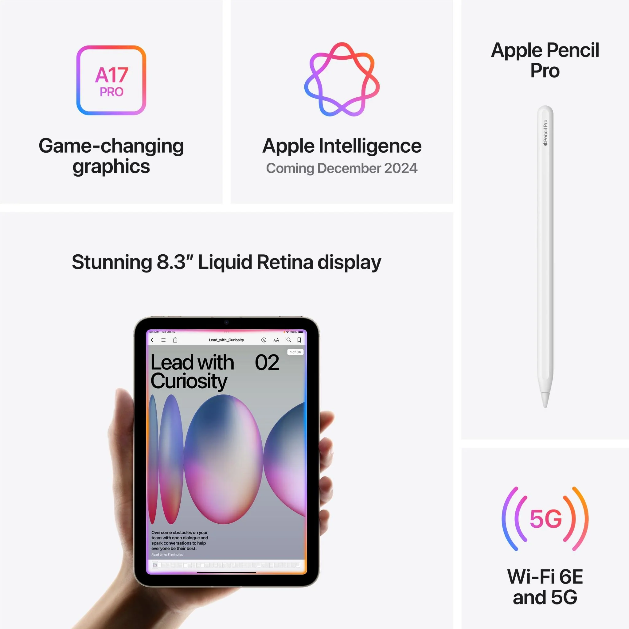 Apple iPad mini 8.3-inch Wi-Fi + Cellular 128GB (Space Grey)[A17 Pro Chip] - Image 6