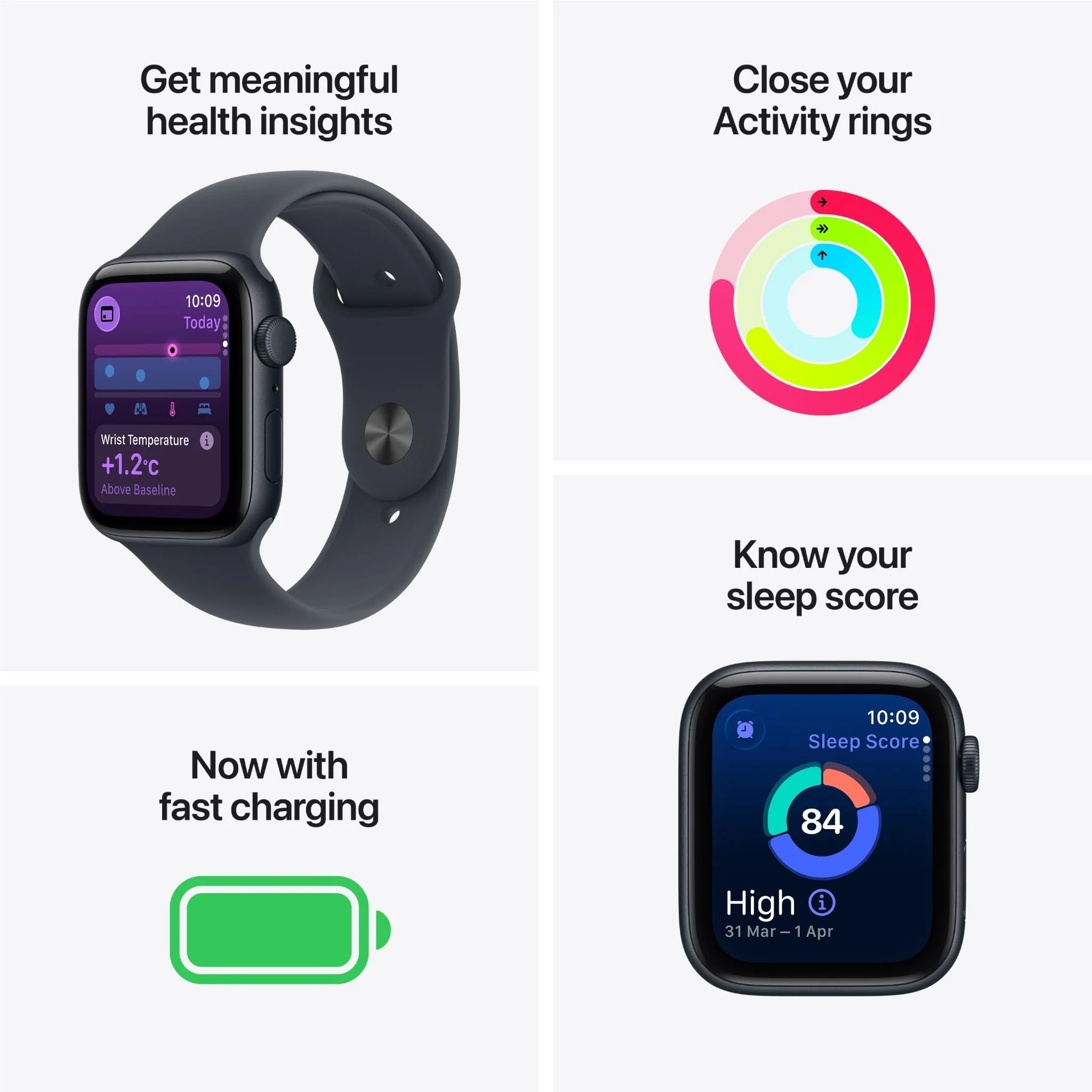 Apple Watch SE 3 40mm Midnight Aluminium Case GPS + Cellular Sport Band (S/M) [2025] - Image 3