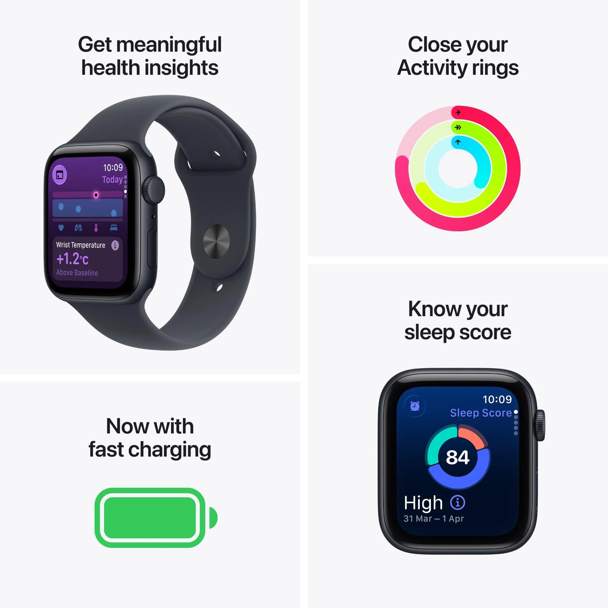 Apple Watch SE 3 44mm Starlight Aluminium Case GPS + Cellular Sport Band (M/L) [2025] - Image 3