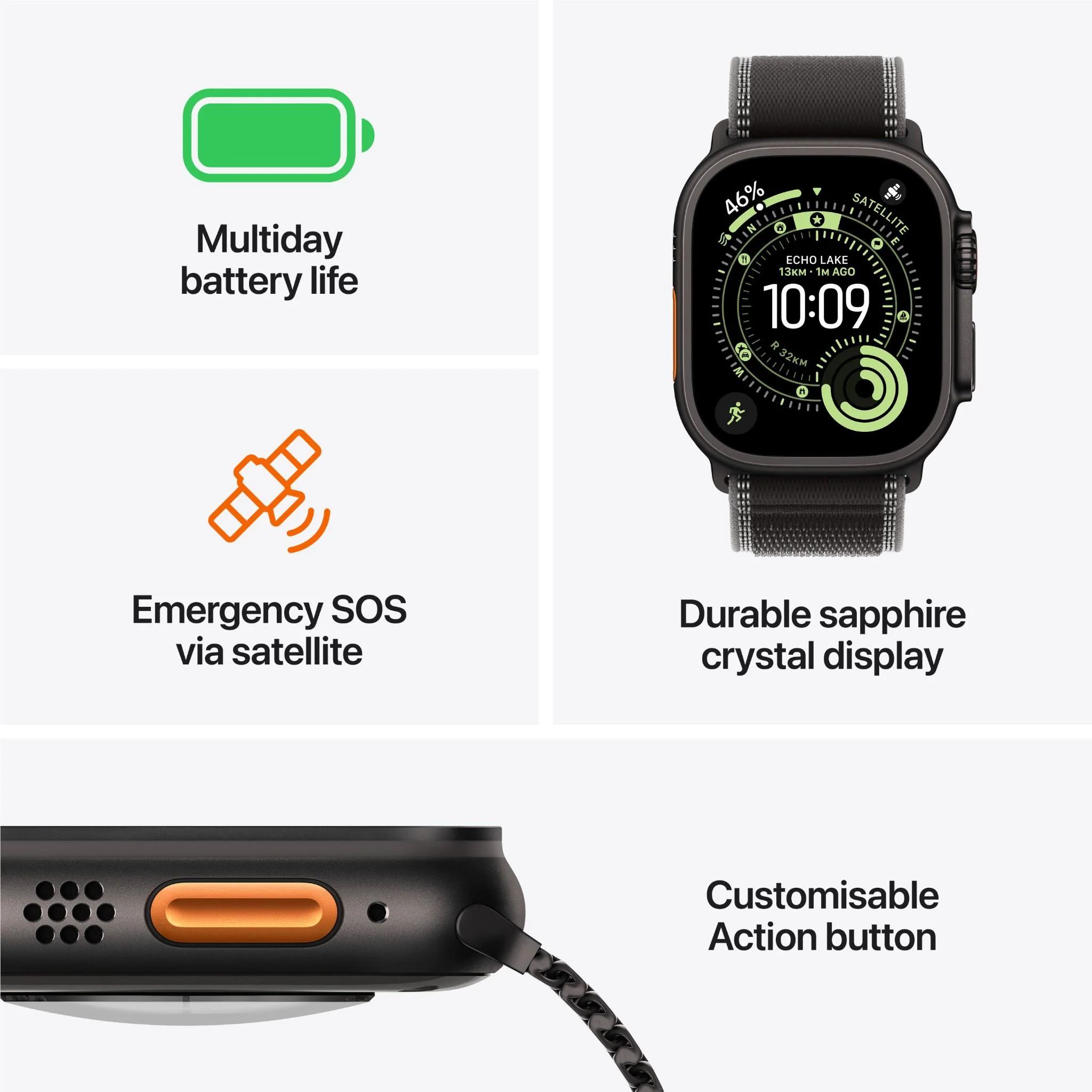 Apple Watch Ultra 3 49mm Black Titanium Case GPS + Cellular Trail Loop (Medium/Large) - Image 3
