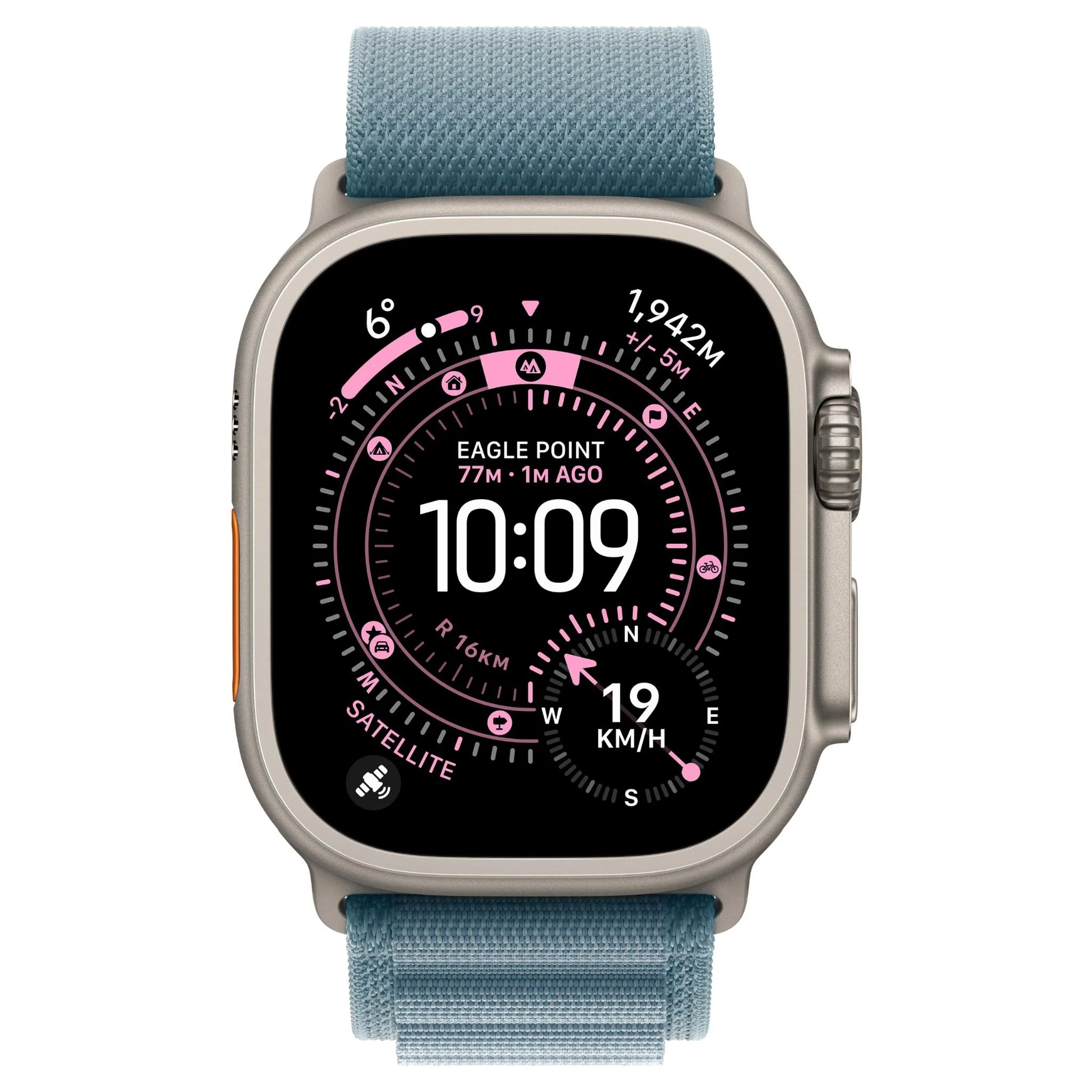 Apple Watch Ultra 3 49mm Natural Titanium Case GPS + Cellular Light Blue Alpine Loop (Large) - Image 2