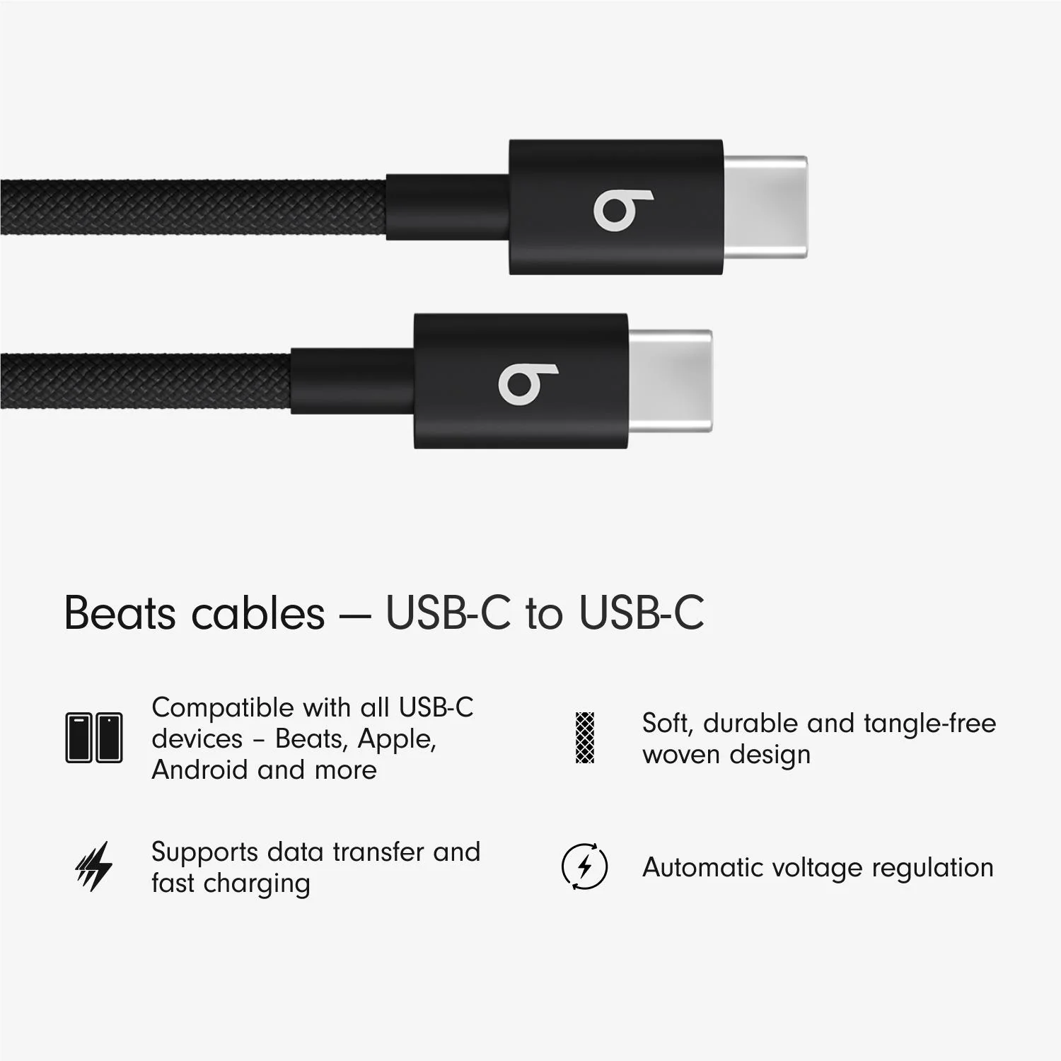 Beats USB-C to USB-C Woven Cable 1.5m (Bolt Black) - Image 2