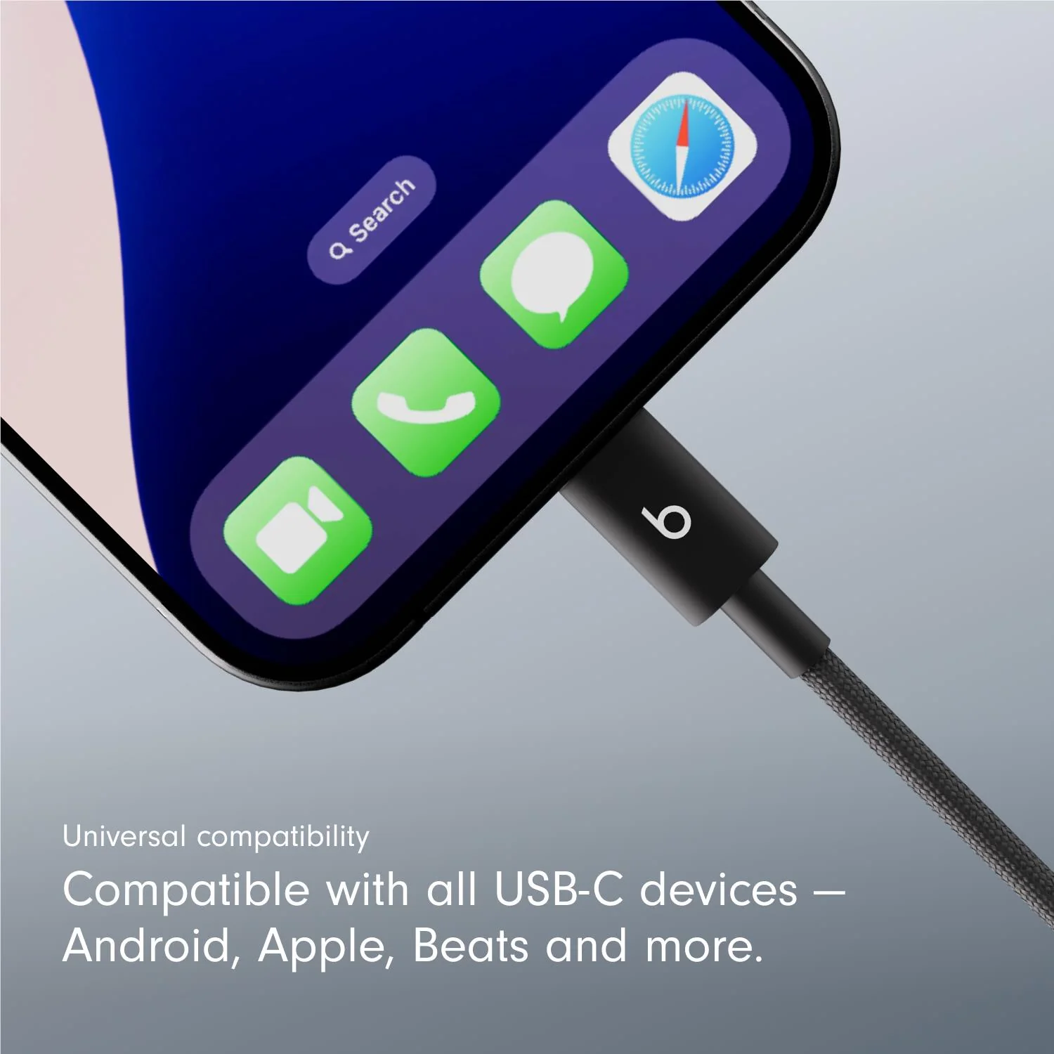 Beats USB-C to USB-C Woven Cable 1.5m (Bolt Black) - Image 3