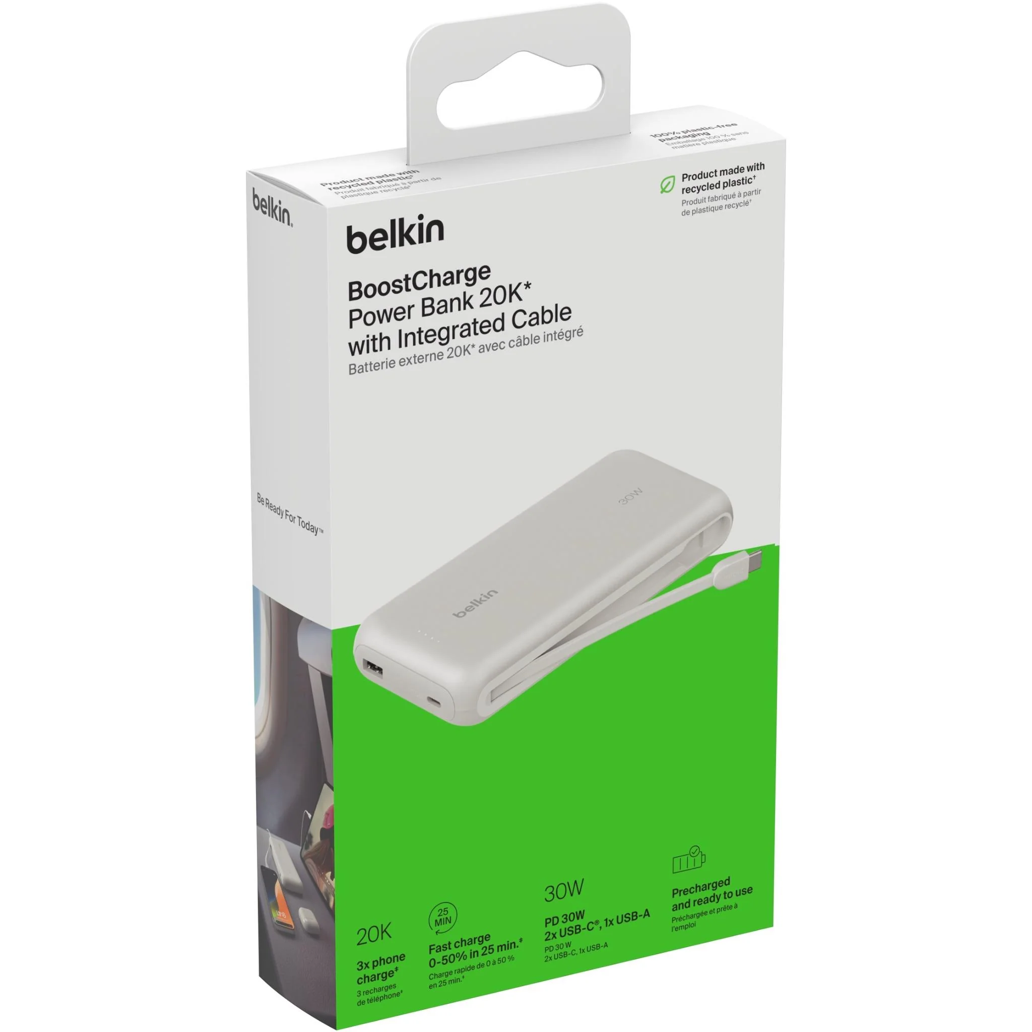 Belkin BoostCharge Power Bank 20K with Integrated Cable (White) - Image 7