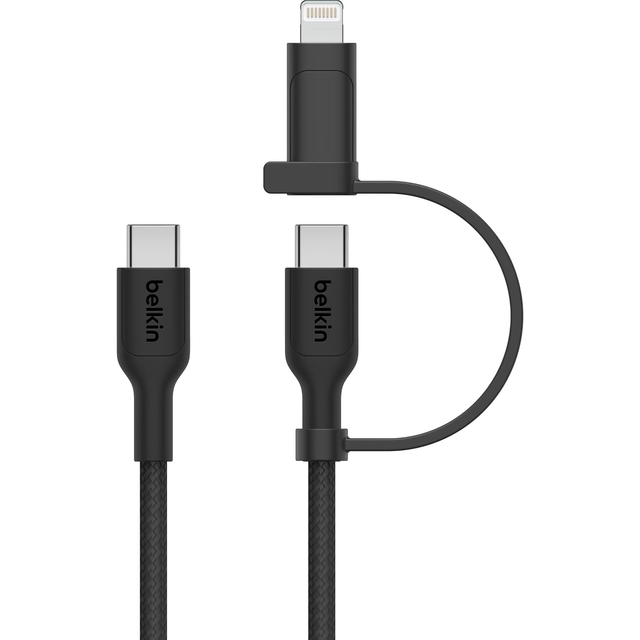 Belkin BoostCharge Pro 2-in-1 USB-C to USB-C/Lightning Cable (Black) - Image 2
