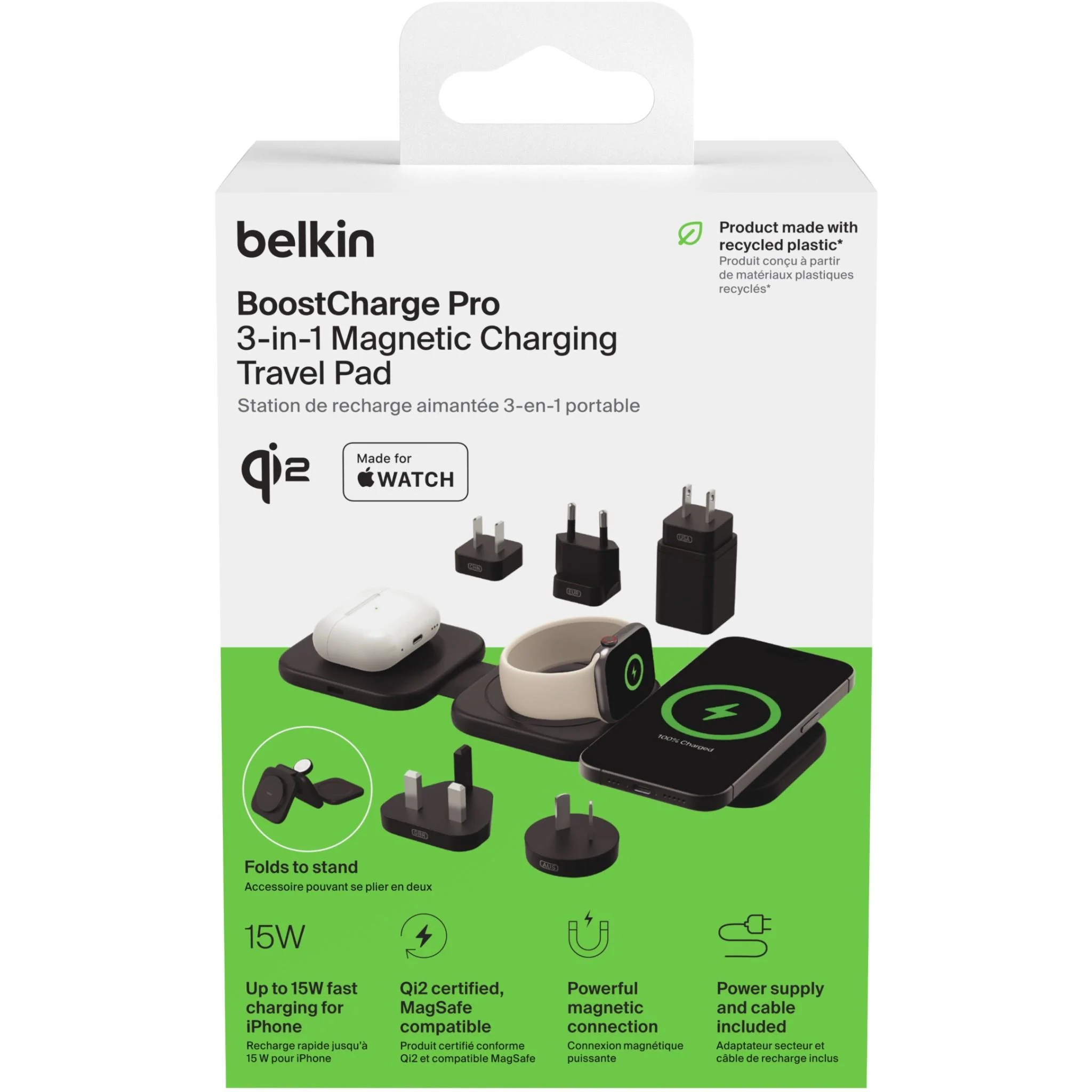 Belkin BoostCharge Pro Travel 3-in-1 Magnetic 15W Wireless Charging Pad with Qi2 - Image 7