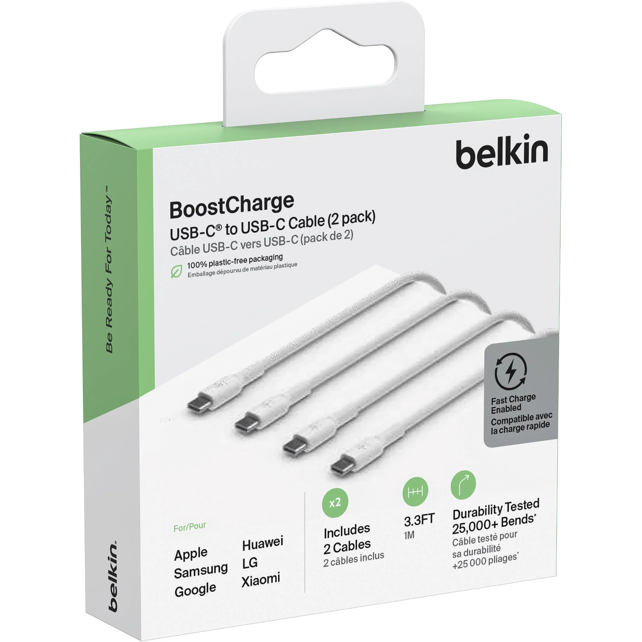 Belkin BoostCharge USB-C Cable (1m) [White] - 2 Pack - Image 2