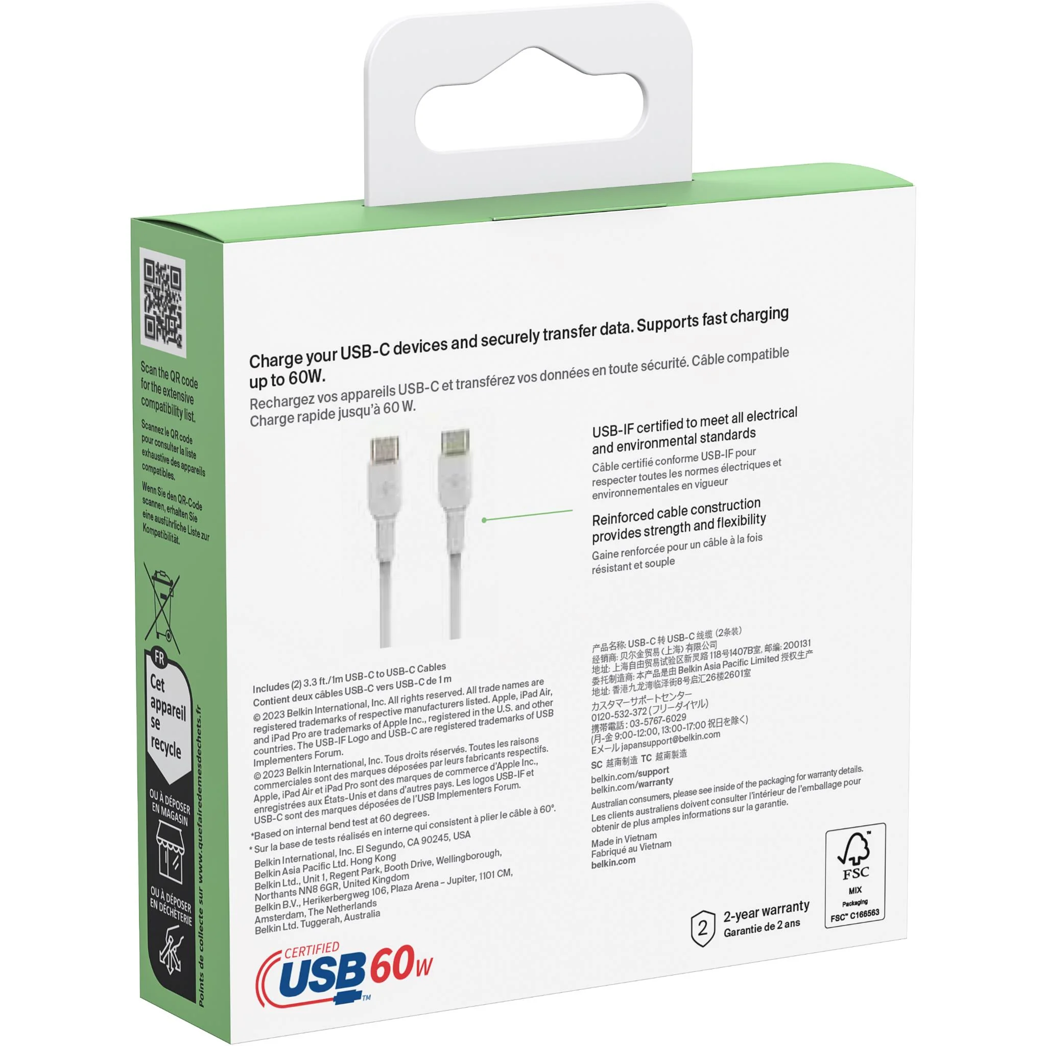 Belkin BoostCharge USB-C Cable (1m) [White] - 2 Pack - Image 3