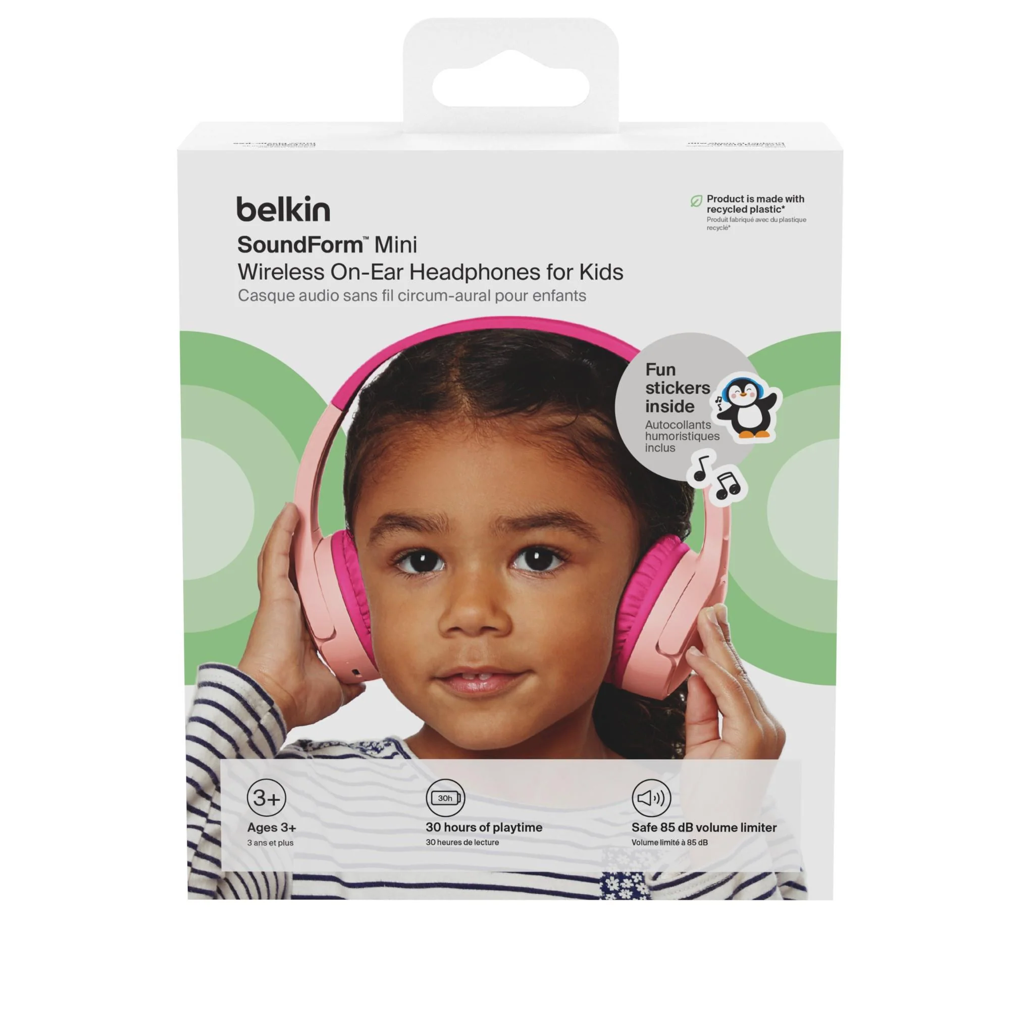 Belkin SoundForm Mini 2 Wireless On-Ear Kids Headphones (Pink) - Image 3