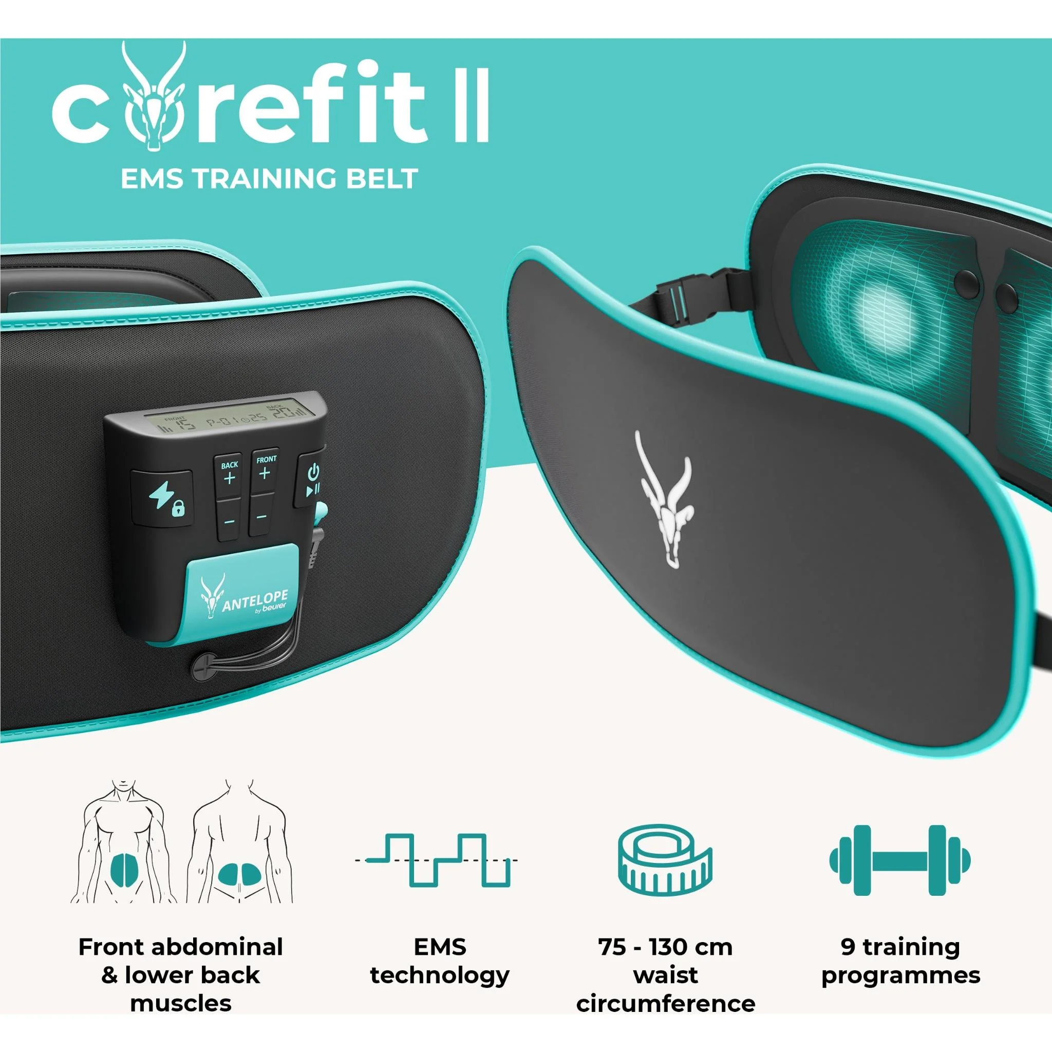 Beurer Corefit 2 EMS Training Belt Front & Back - Image 3