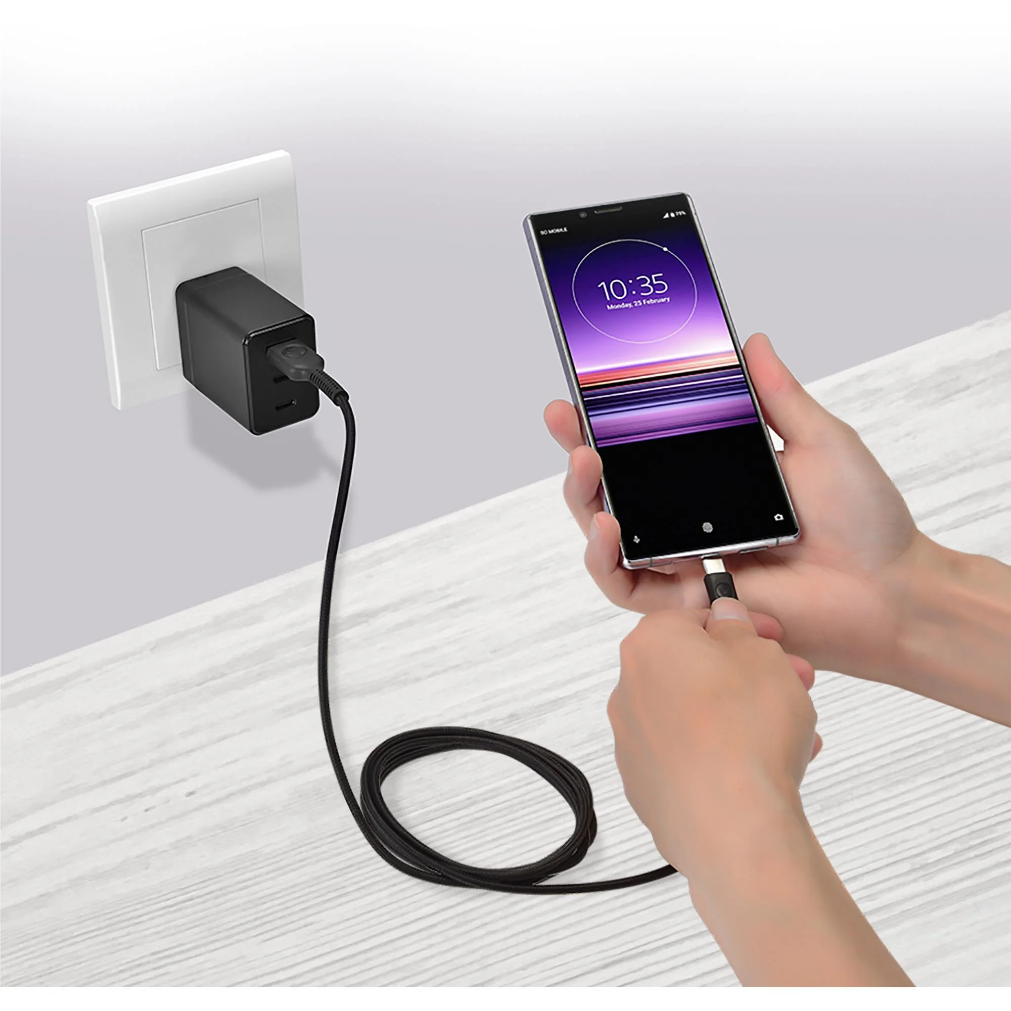 Bonelk Long-Life Easy-Grip USB-A to USB-C 60W Cable (2m) [Black] - Image 5