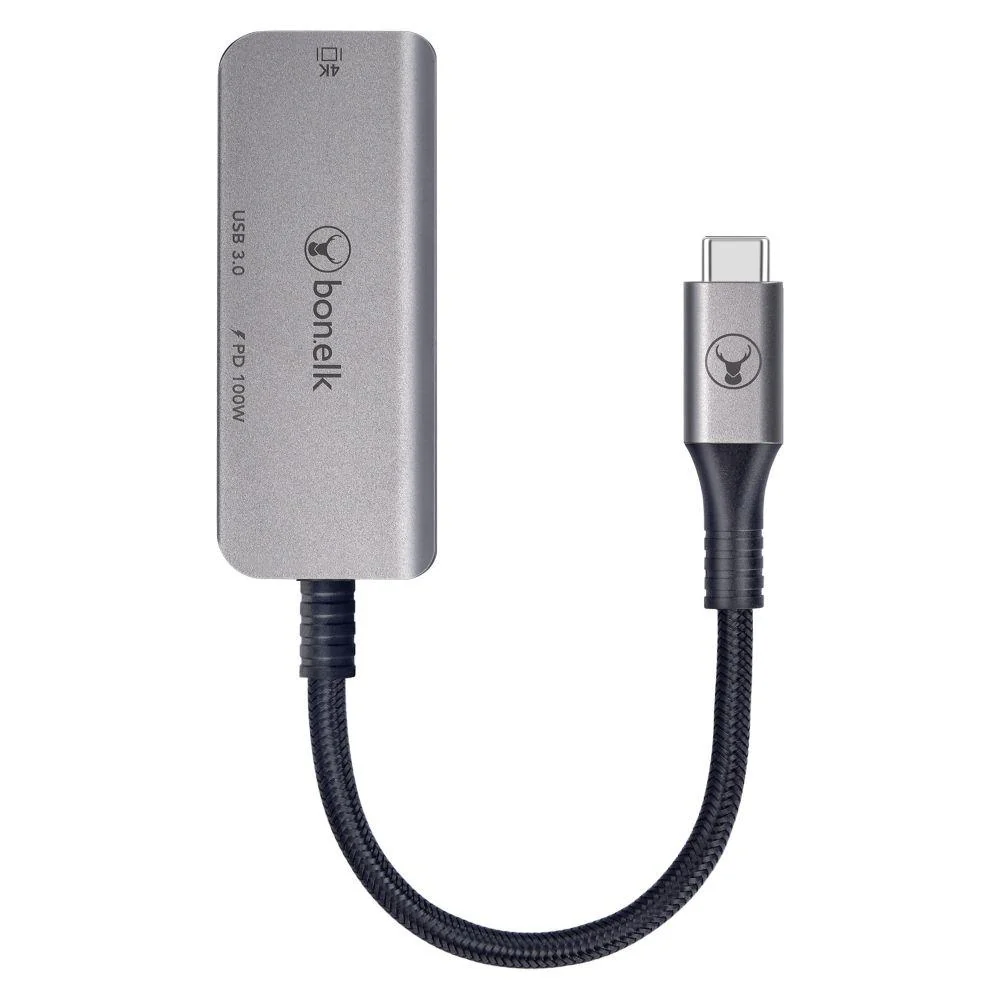 Bonelk Long-life USB-C 3 in 1 Multiport Hub (Space Grey) - Image 3