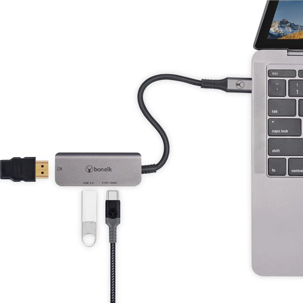 Bonelk Long-life USB-C 3 in 1 Multiport Hub (Space Grey) - Image 4