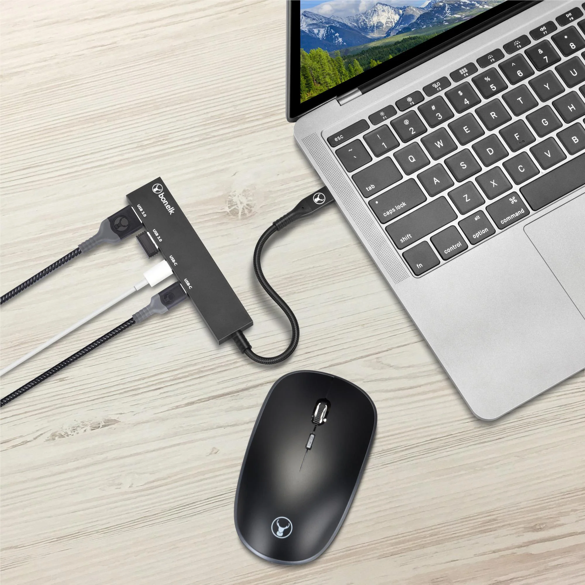 Bonelk Long-Life USB-C 4 in 1 Multiport Slim Hub (Black) - Image 6