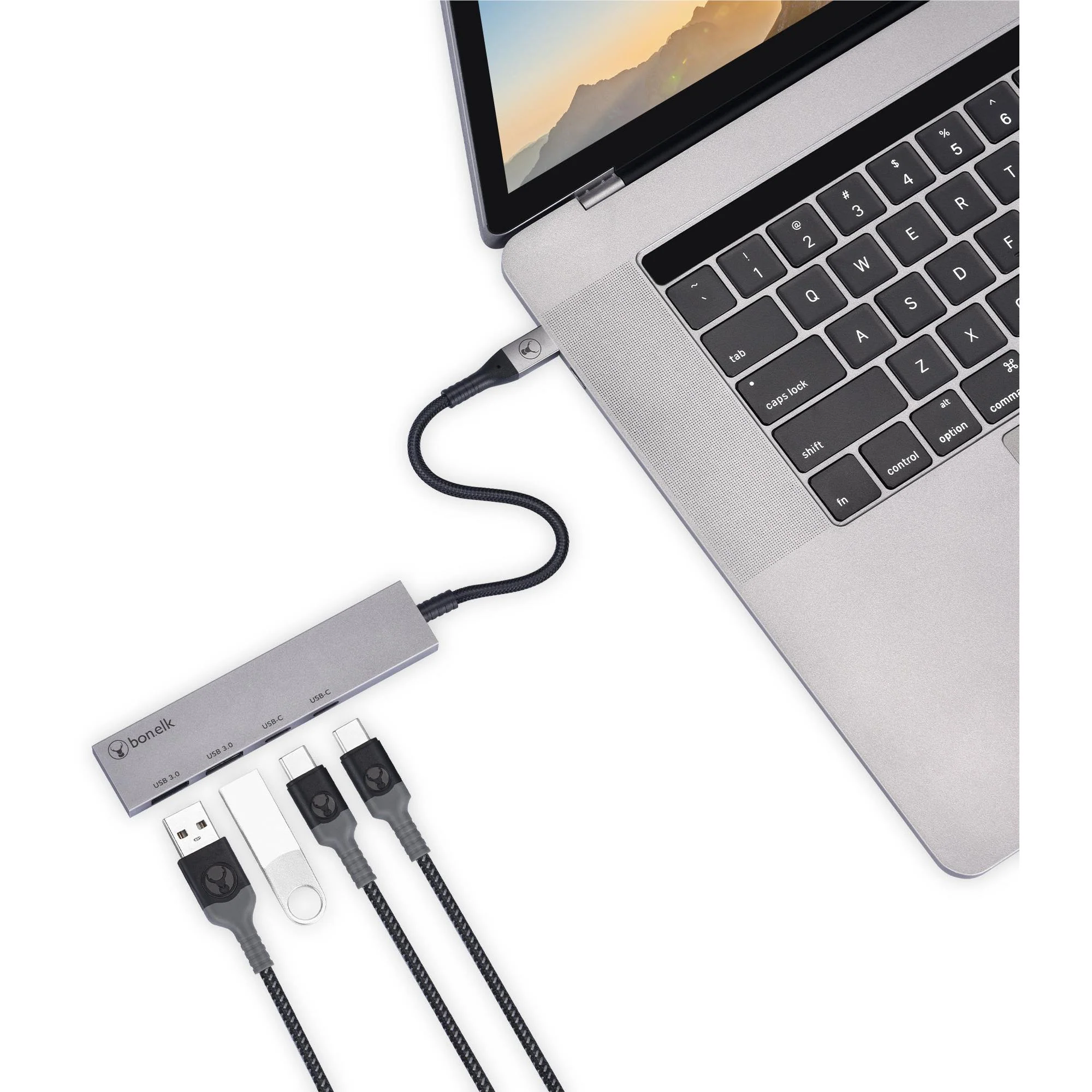 Bonelk Long-life USB-C 4 in 1 Multiport Slim Hub (Space Grey) - Image 3