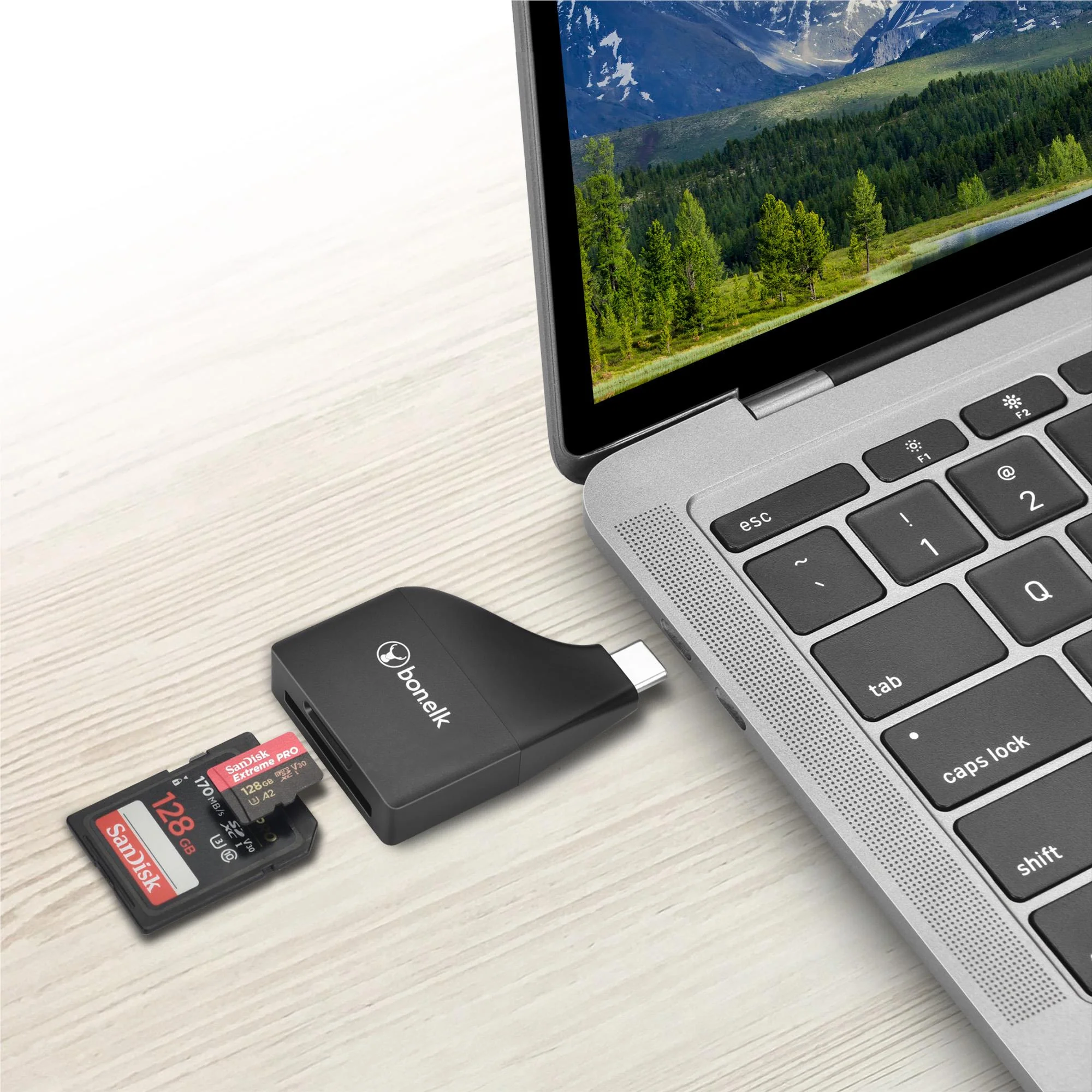 Bonelk USB-C to microSD/SD Card Reader (Black) - Image 6