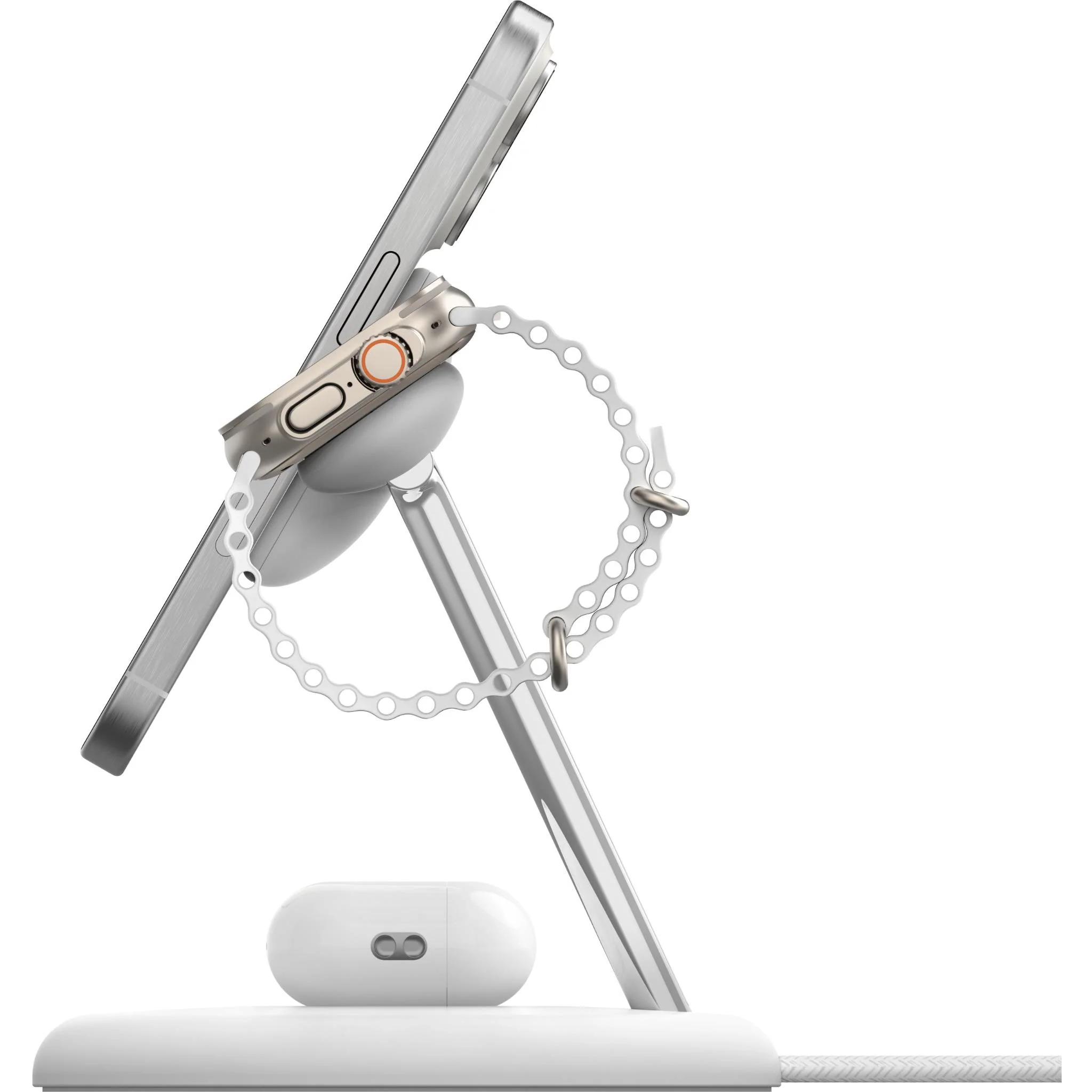 BoostCharge Pro 3-in-1 Magnetic Wireless Charging Stand with Qi2 15W (White) - Image 5
