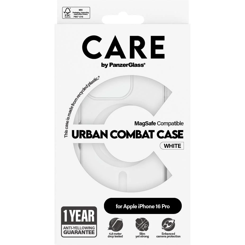 CARE by Panzer Urban Combat Case for Apple iPhone 16 Pro (White/Clear) - Image 4