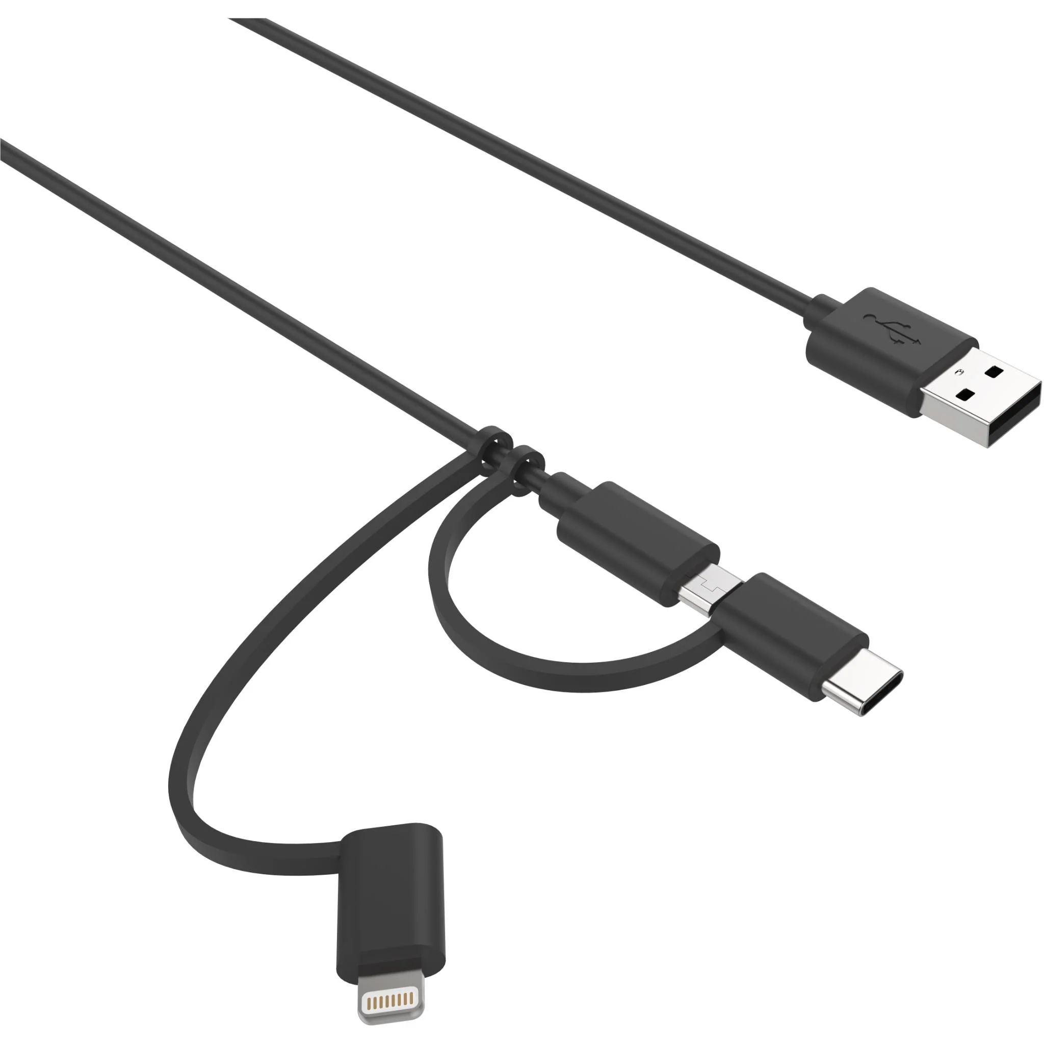 Cygnett Charge & Connect 3-in-1 Cable 1.2m (Black) - Image 2