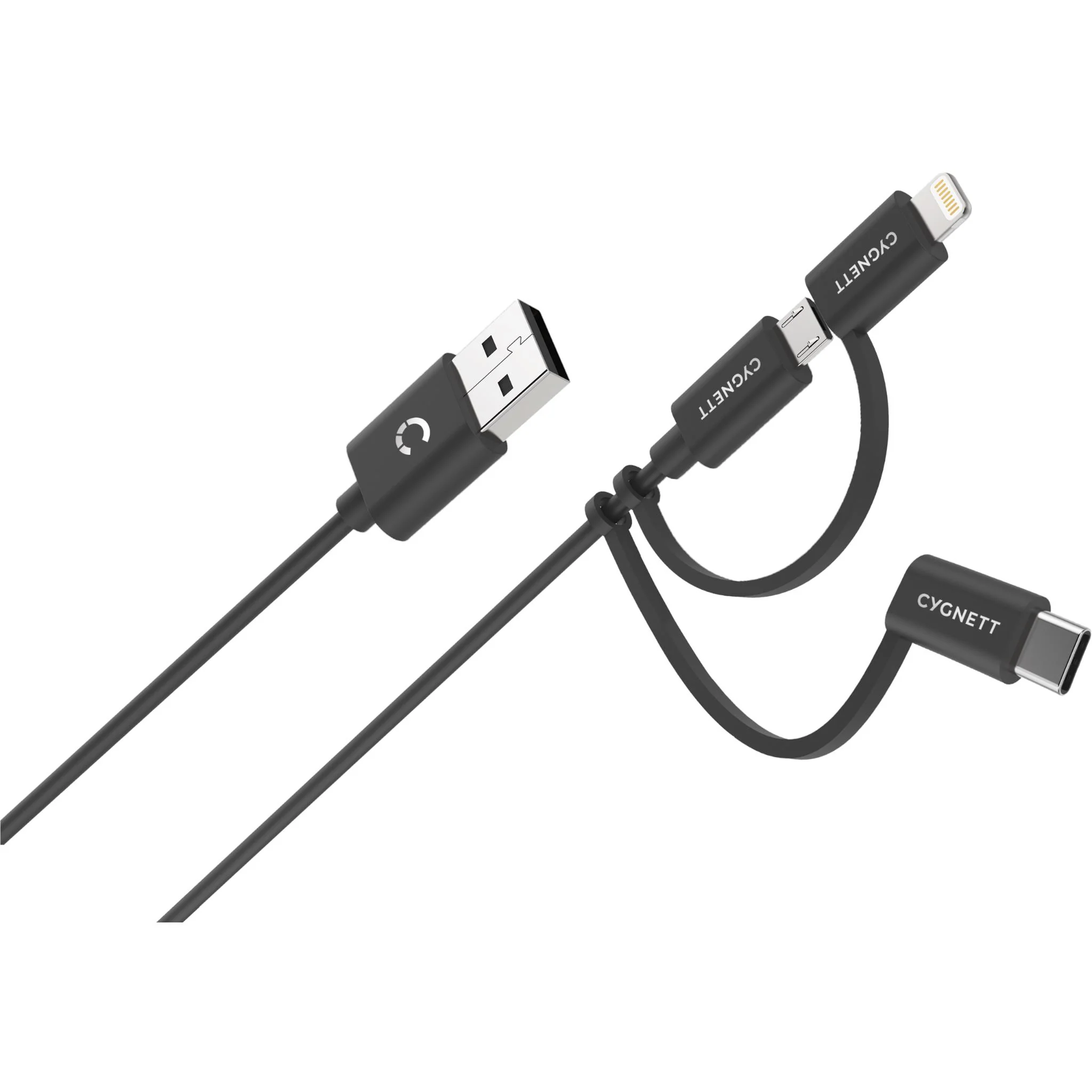 Cygnett Charge & Connect 3-in-1 Cable 1.2m (Black) - Image 3