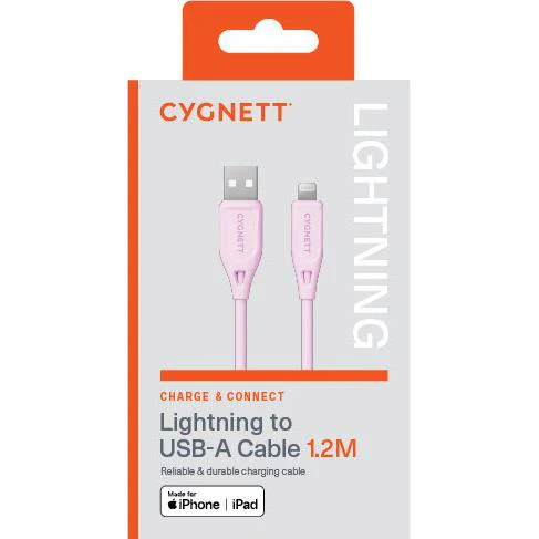 Cygnett Charge & Connect Lightning to USB-A Cable V2 1.2m (Pink) - Image 3