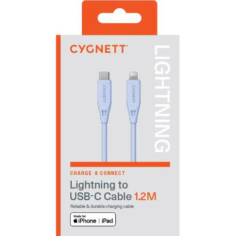 Cygnett Charge & Connect Lightning to USB-C Cable V2 1.2m (Blue) - Image 3