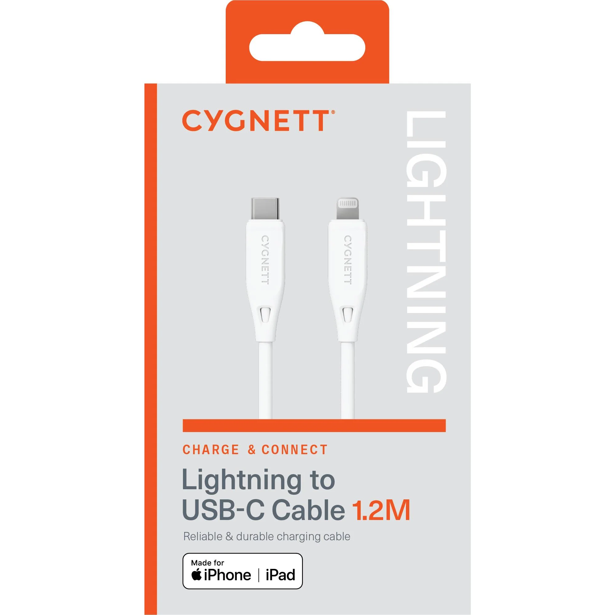 Cygnett Charge & Connect Lightning to USB-C Cable V2 2.2m (White) - Image 3