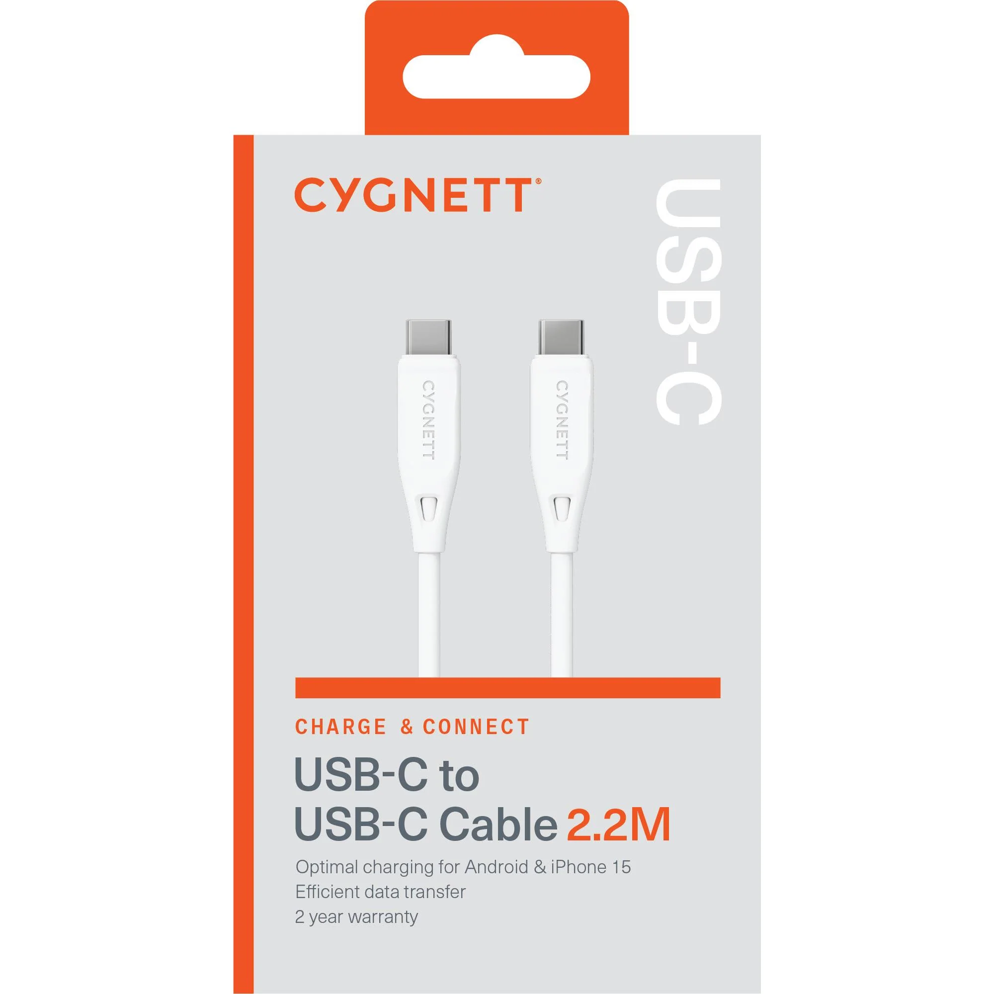 Cygnett Charge & Connect USB-C to USB-C 2.0 Cable V2 2.2m (White) - Image 4