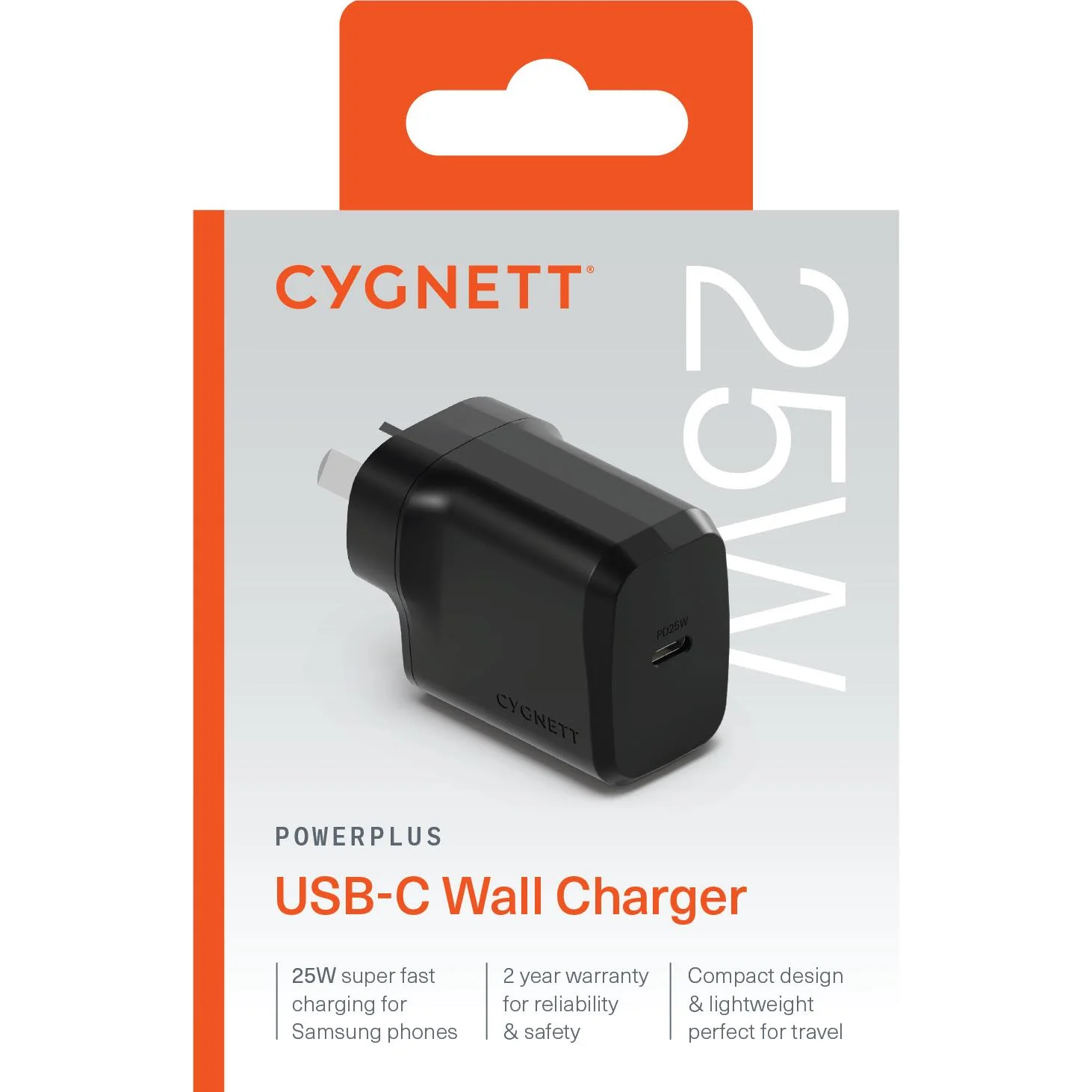 Cygnett Powerplus 25W USB-C Wall Charger (Black) - Image 2