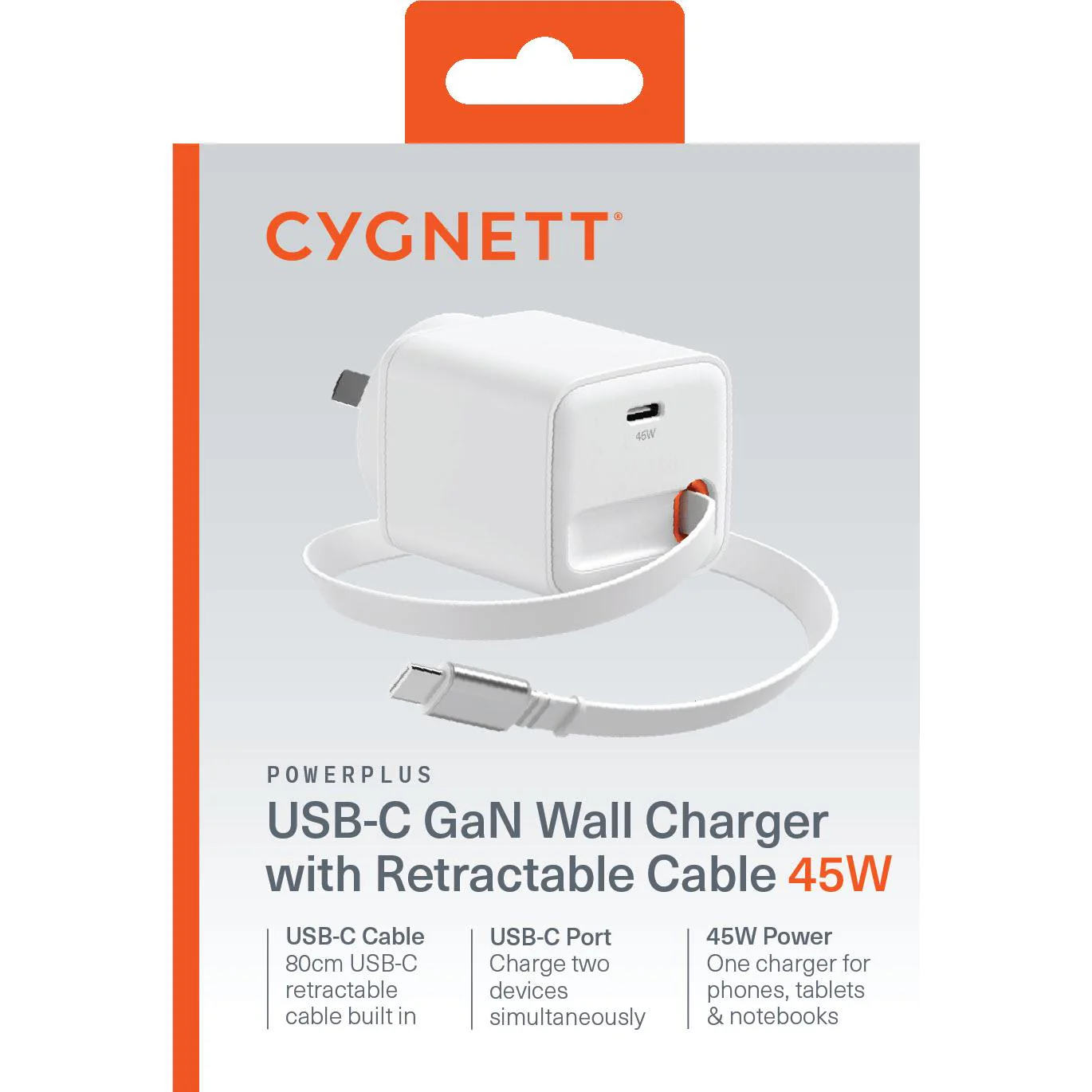 Cygnett PowerPlus 45W Wall Charger with 80cm Retractable USB-C Cable - Image 12