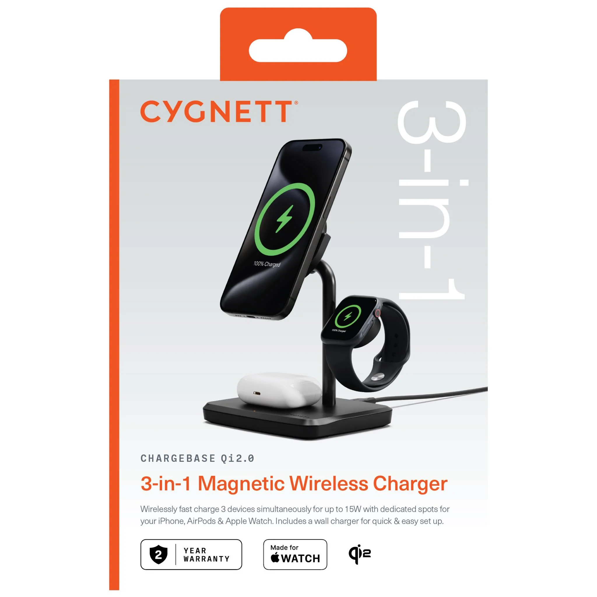 Cygnett Qi2.0 3-in-1 Chargebase (Black) - Image 9