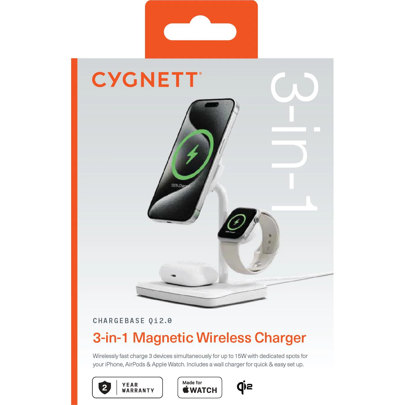 Cygnett Qi2.0 3-in-1 Chargebase (White) - Image 9