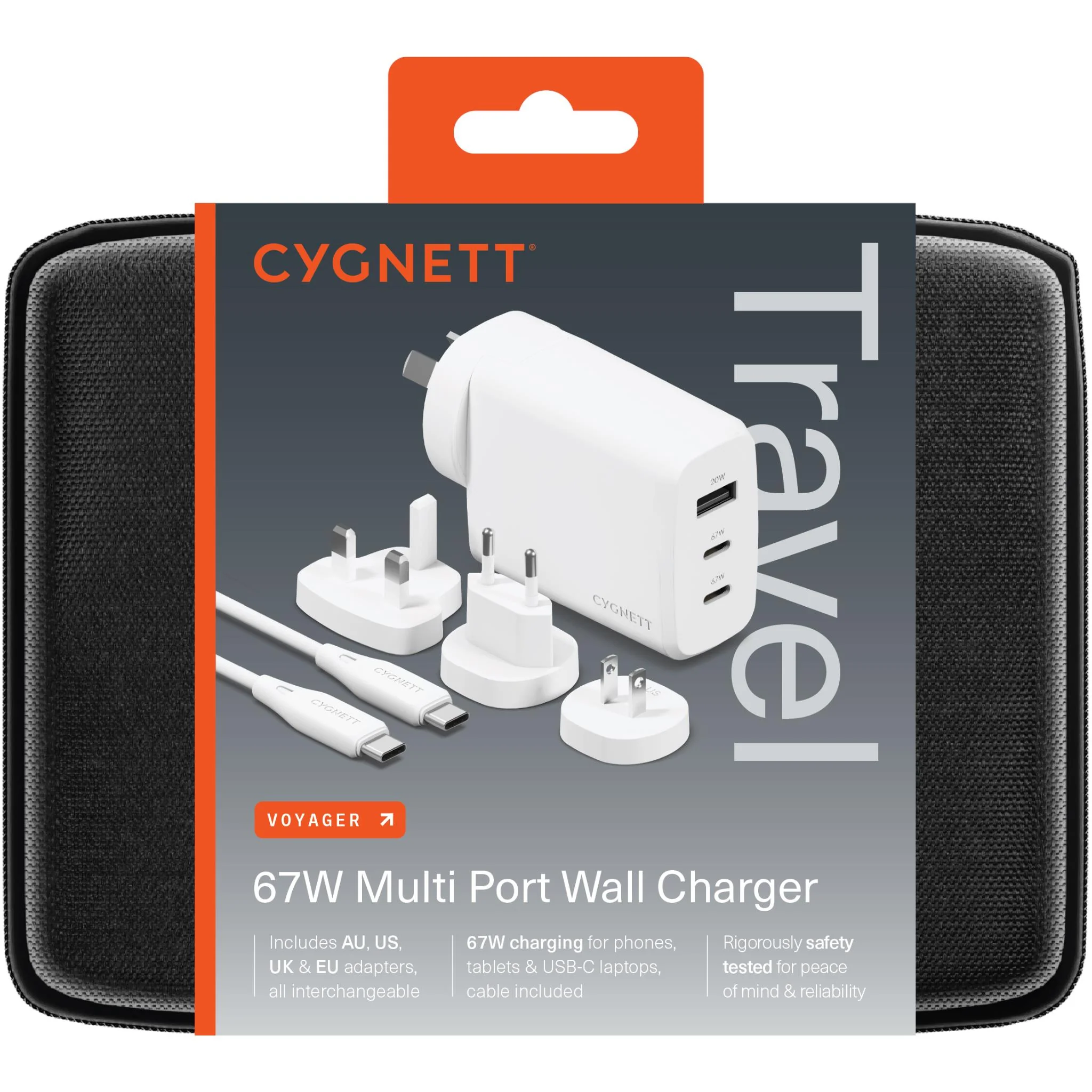 Cygnett Voyager 67W Multiport GaN Travel Wall Charger (White) - Image 5