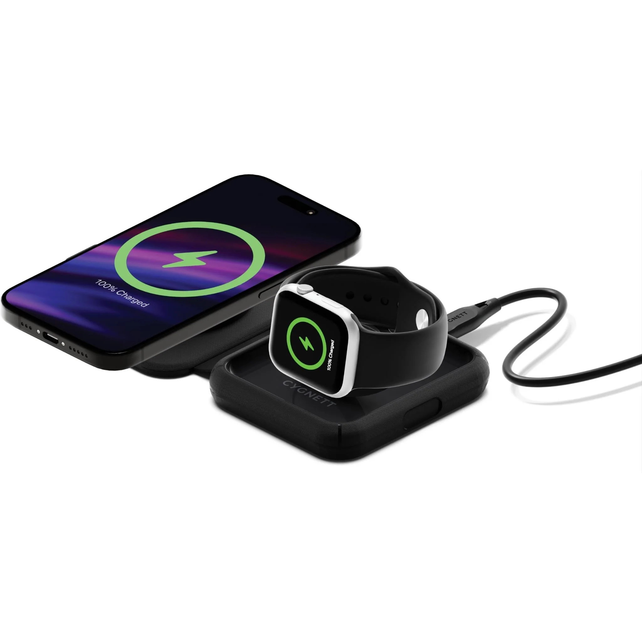 Cygnett Voyager MagTravel 2-in-1 Qi2 Wireless Charger - Image 2
