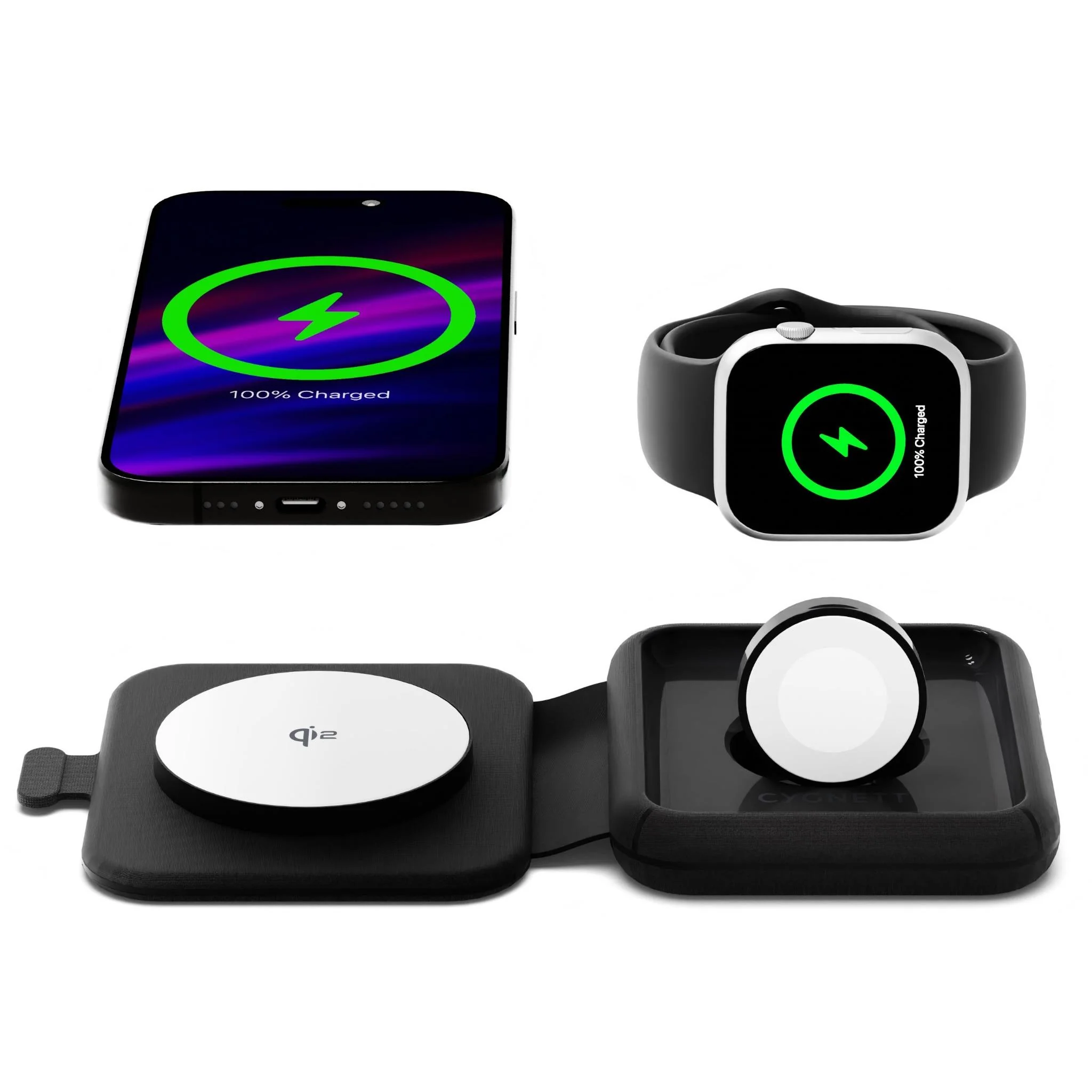 Cygnett Voyager MagTravel 2-in-1 Qi2 Wireless Charger - Image 3