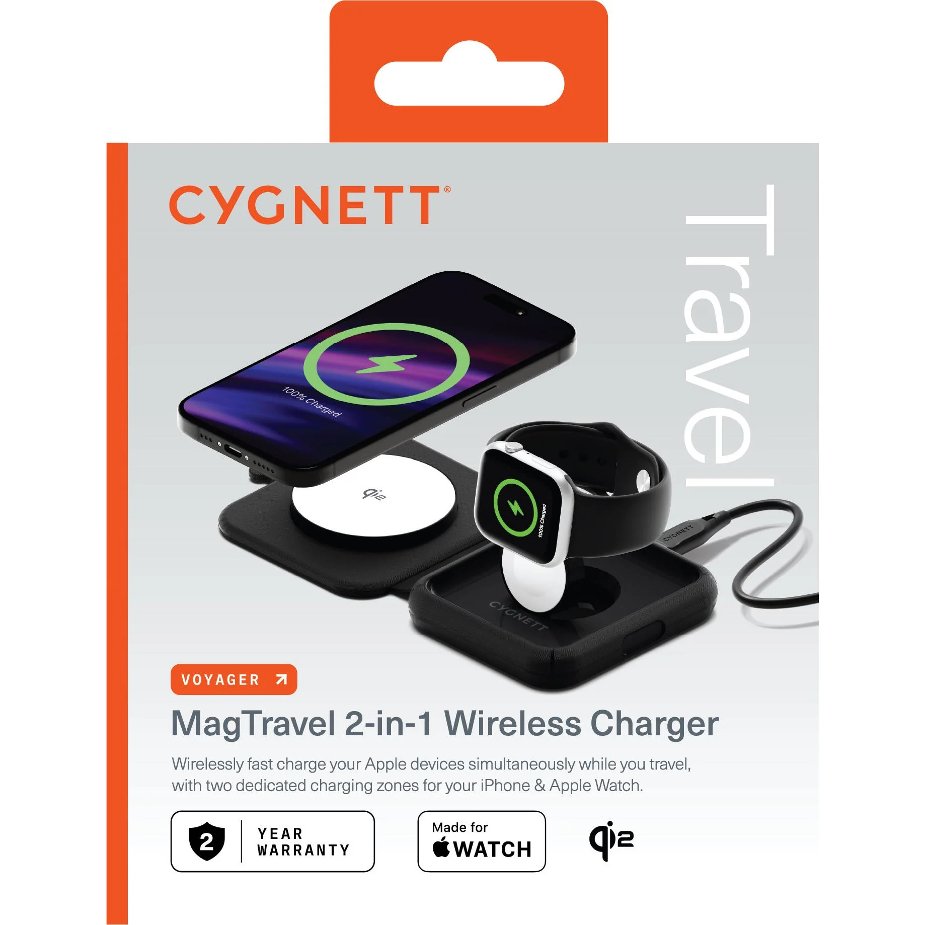 Cygnett Voyager MagTravel 2-in-1 Qi2 Wireless Charger - Image 8