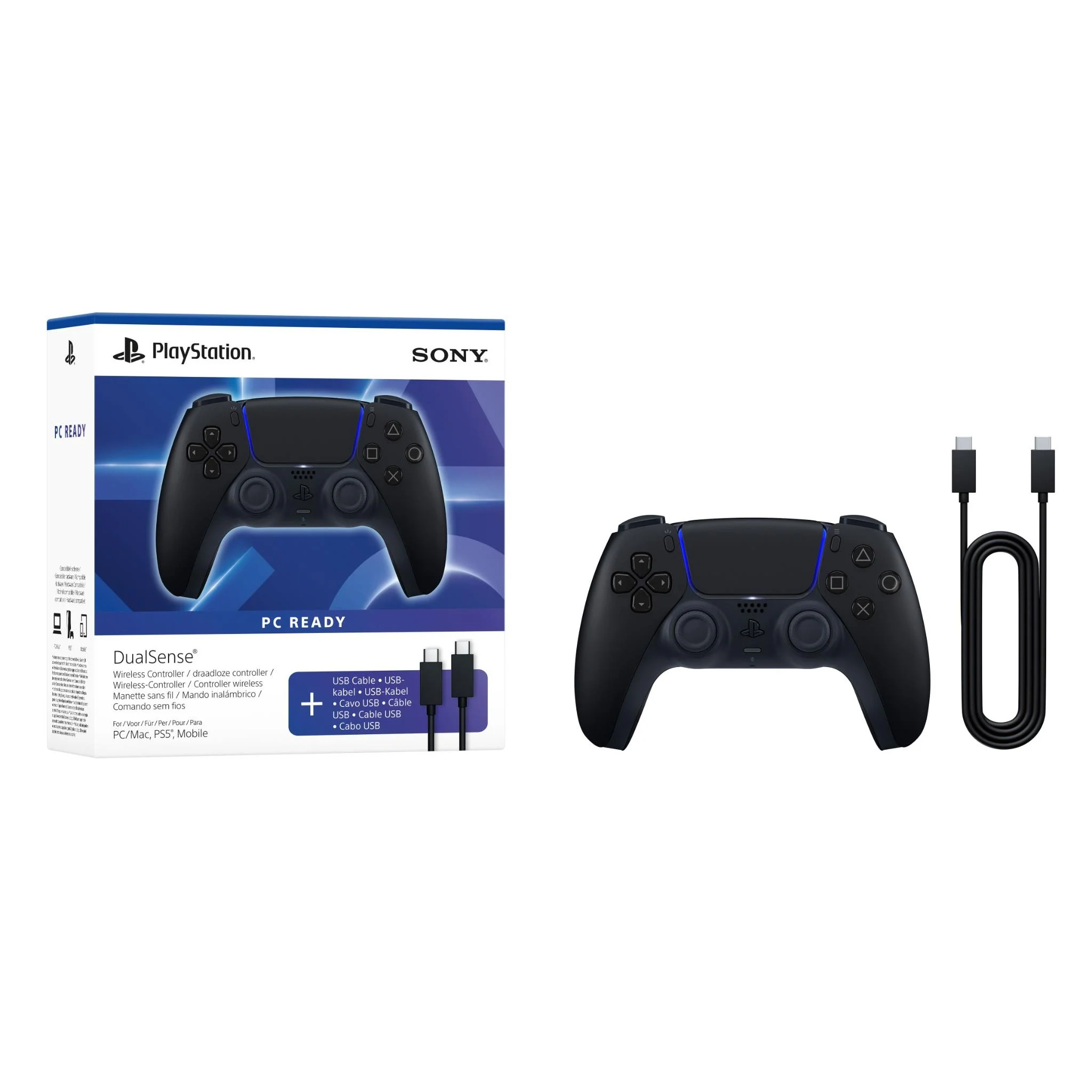DualSense® Wireless Controller + USB Cable for PC (Midnight Black) - Image 5