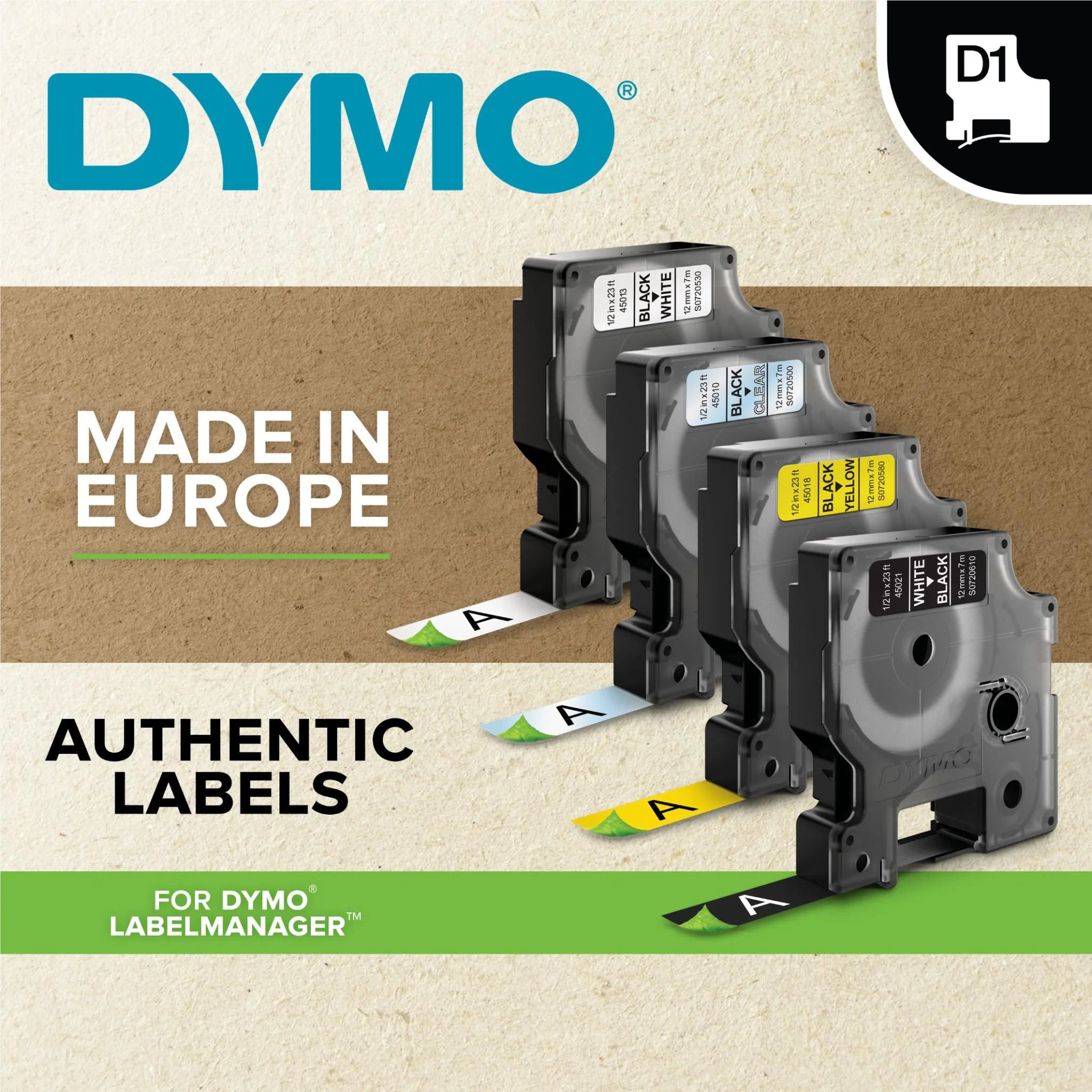 Dymo D1 Label Tape [12mm x 7m] (Black on White) - Image 4