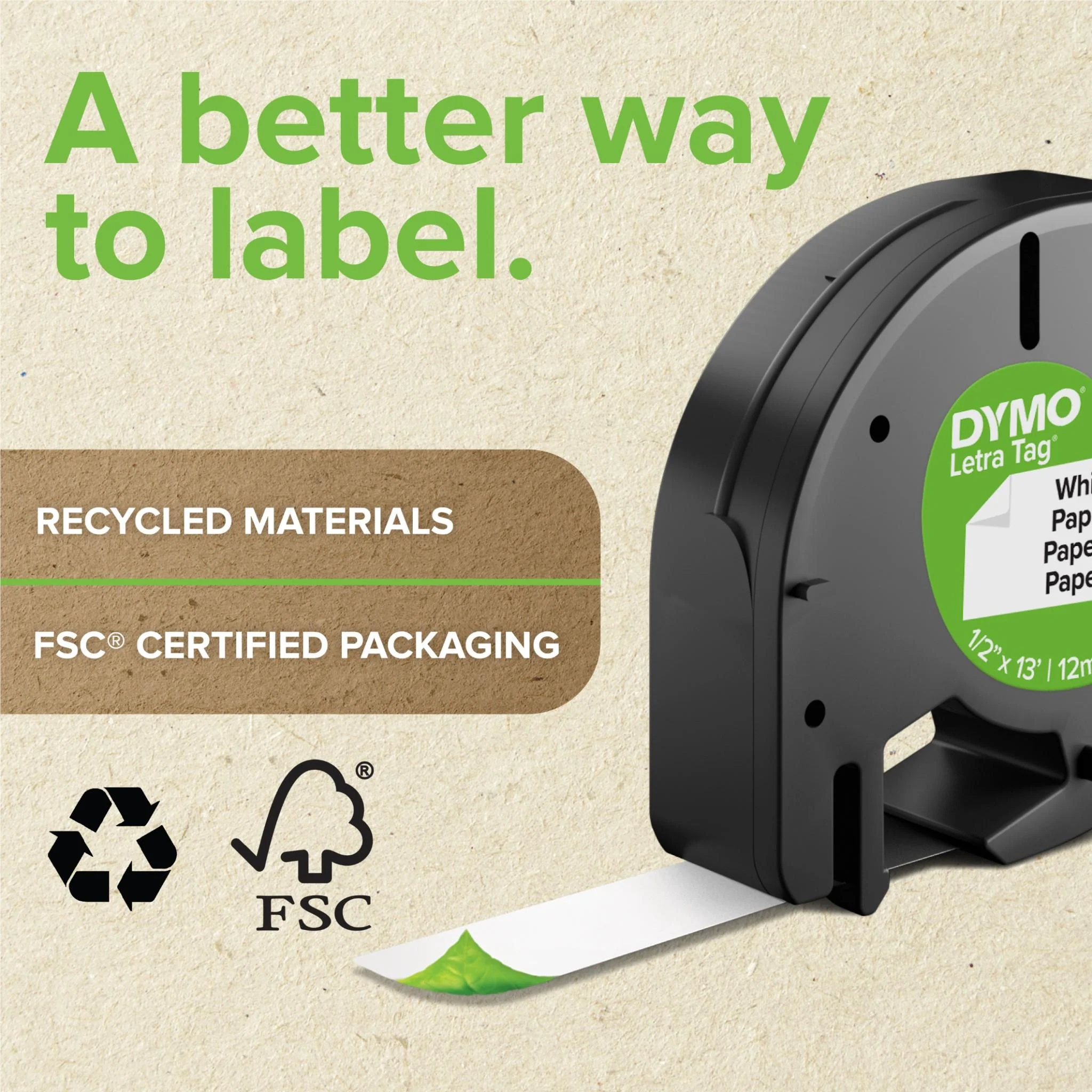 Dymo LetraTag Plastic Label Tape (Black on White) - Image 4